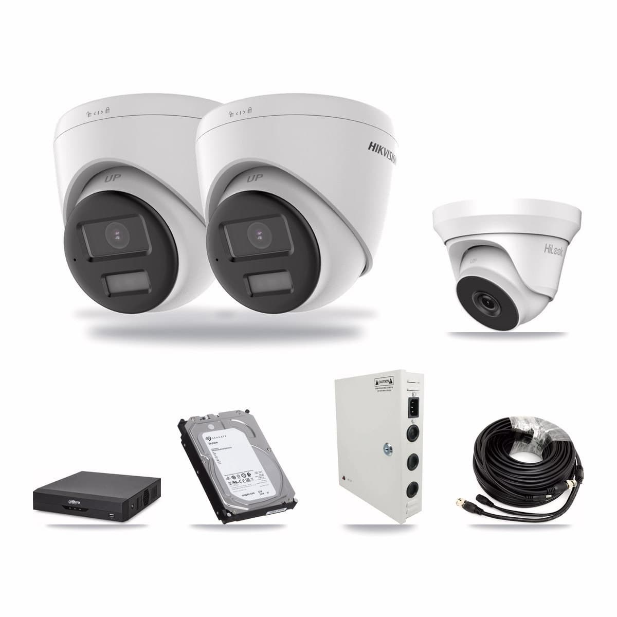 4-Channel 4MP – 4K CCTV Kit — 2 4K + 1 4MP Turret Cameras + 6TB Recording (DH-XVR5104HS Recorder) - Image 1