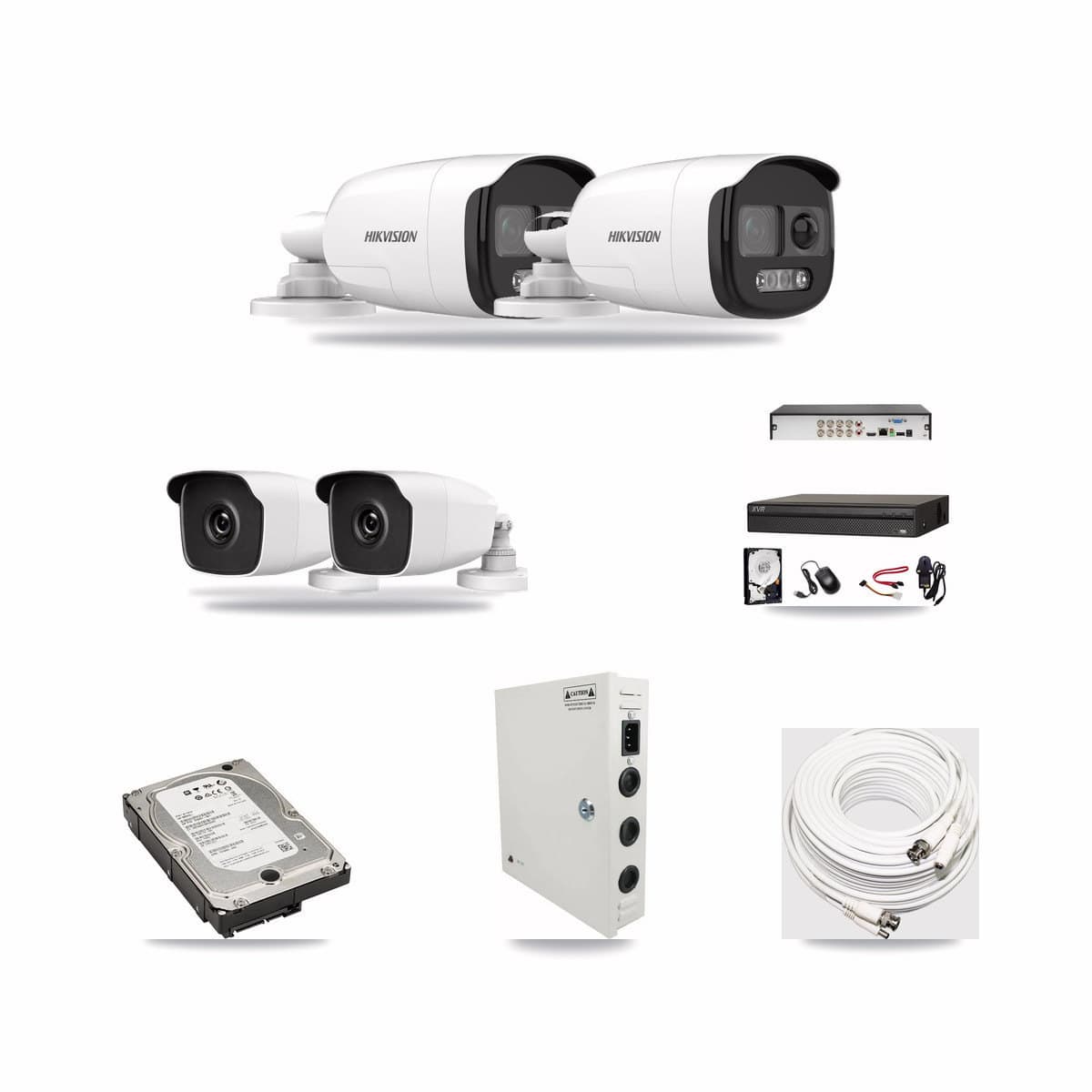 8-Channel 3MP – 5MP CCTV Kit — 2 Hikvision 5MP + 2 HiLook 3MP Bullet Cameras + 5TB Recording (XVR-3108AD Recorder) - Image 1