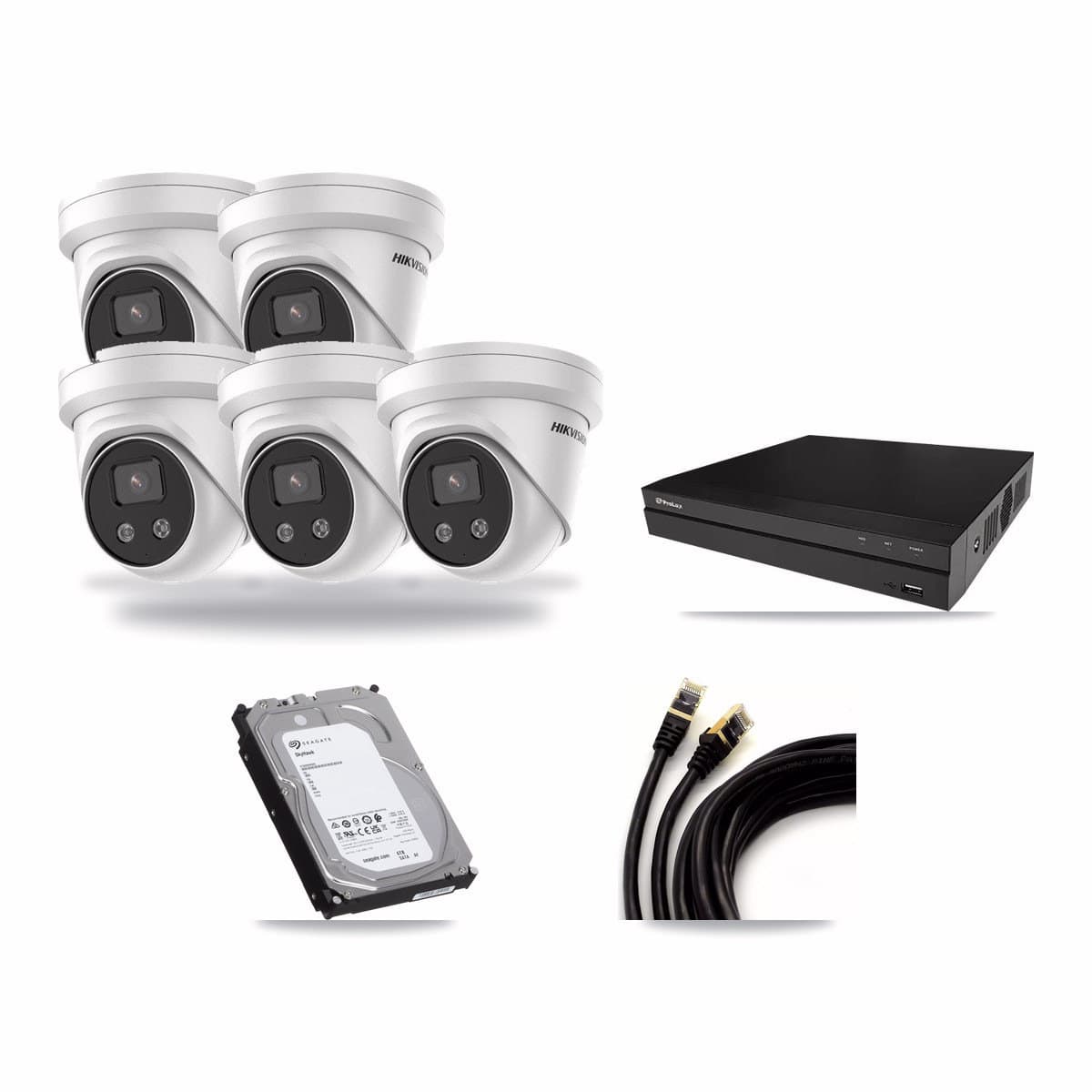 Hikvision & Prolux 8-Channel 5MP CCTV Kit — 5 DS-2CD3356G2 Turret Cameras + 6TB Recording - Image 1