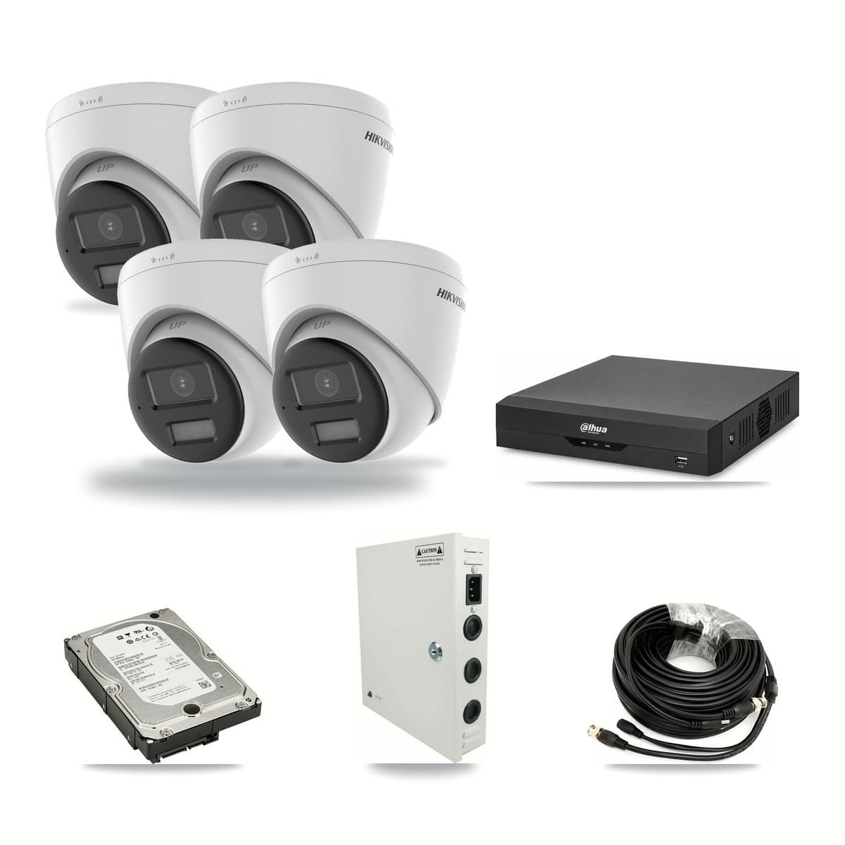 Hikvision & Dahua 4-Channel 5MP CCTV Kit — 4 Turret Cameras + 5TB Recording - Image 1