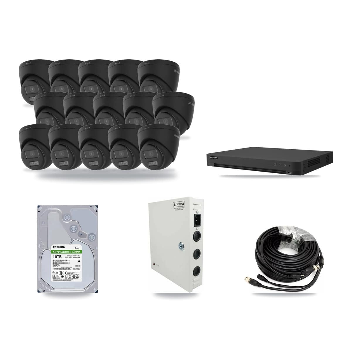 Hikvision 16-channel CCTV kit: 15 cameras (15× 4K Turret), 10TB hard drive