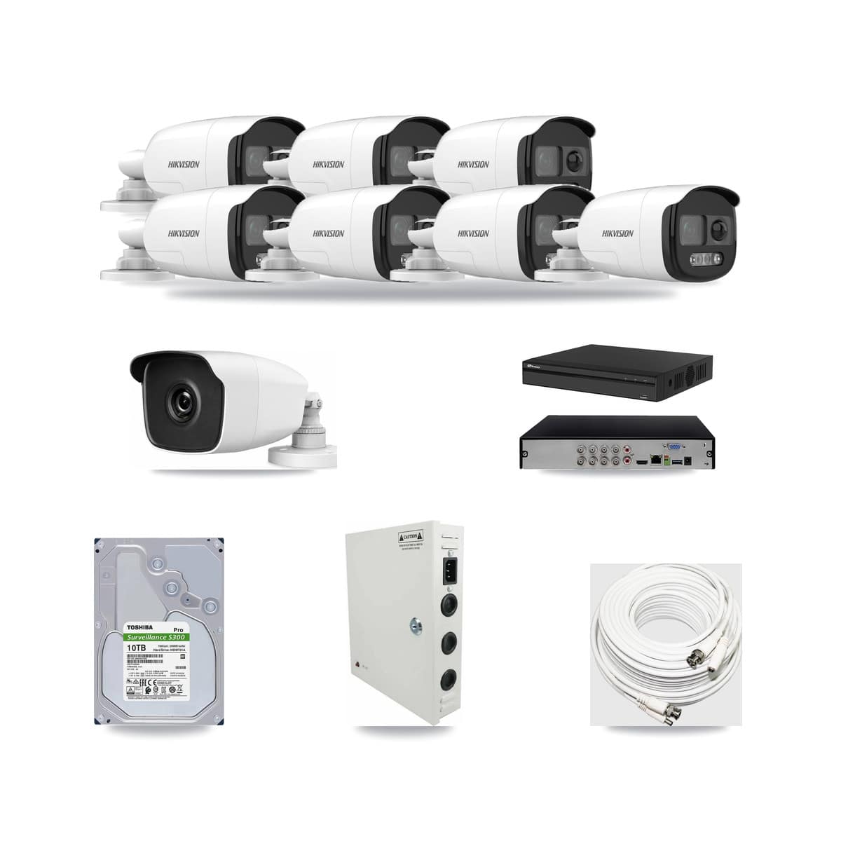 8-Channel 3MP – 5MP CCTV Kit — 7 5MP + 1 3MP Bullet Cameras + 10TB Recording (PXD-5108HS Recorder) - Image 1