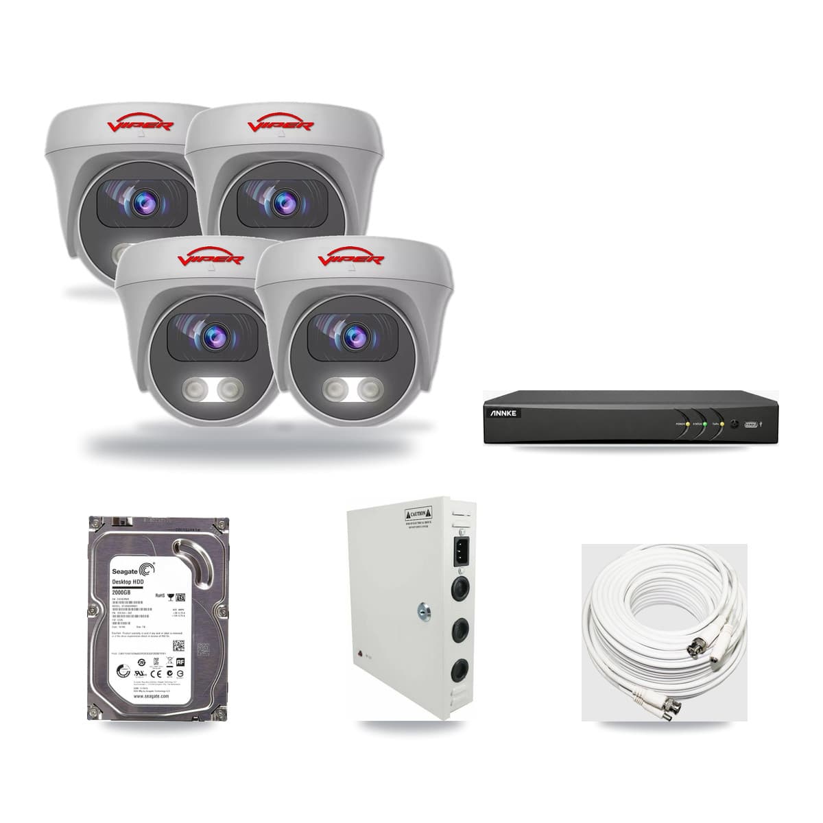 Viper & ANNKE 4-Channel 5MP CCTV Kit — 4 Cameras + 2TB Recording - Image 1