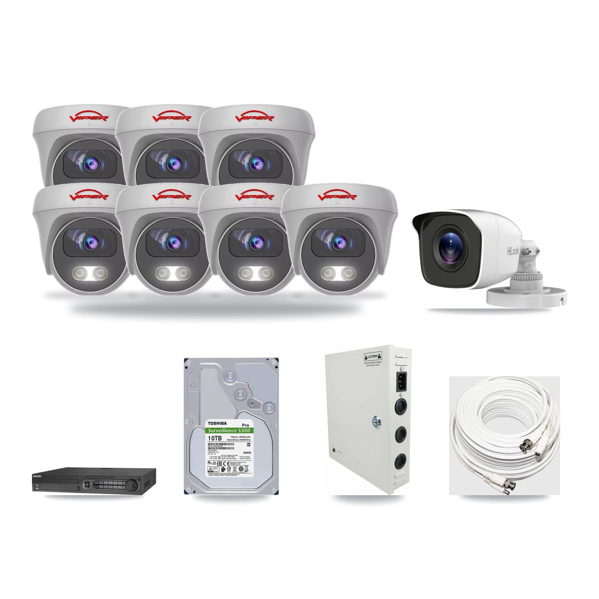 32-Channel 4MP – 5MP CCTV Kit — 1 4MP Bullet + 7 5MP Cameras + 10TB Recording - Image 1
