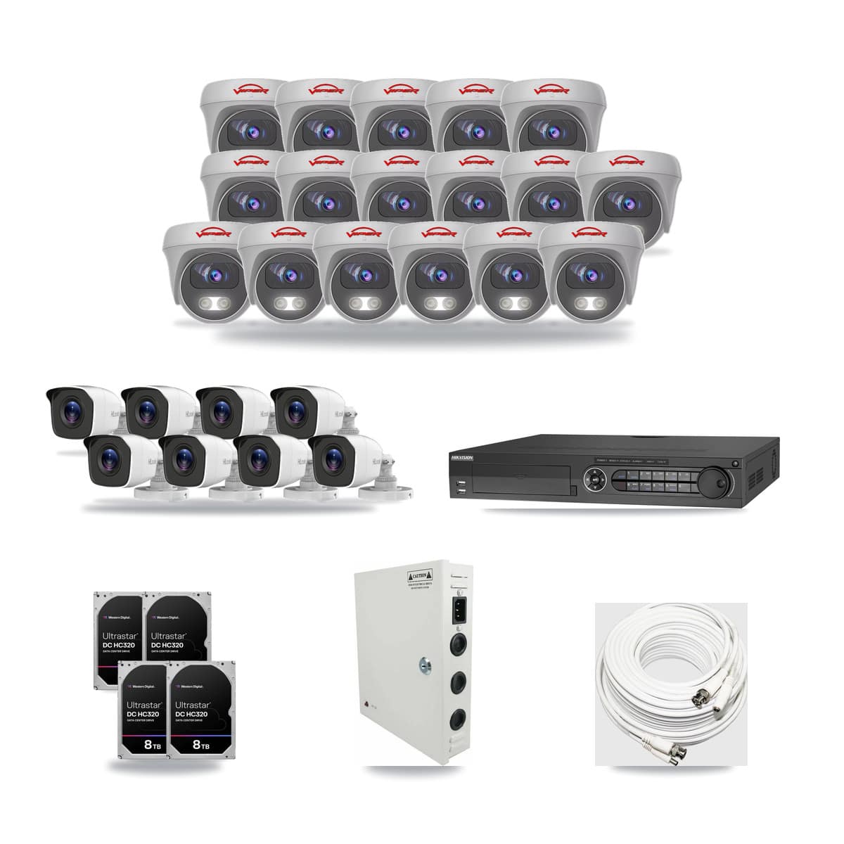 32-Channel 4MP – 5MP CCTV Kit — 8 4MP Bullet + 17 5MP Cameras + 4× 8TB Recording - Image 1