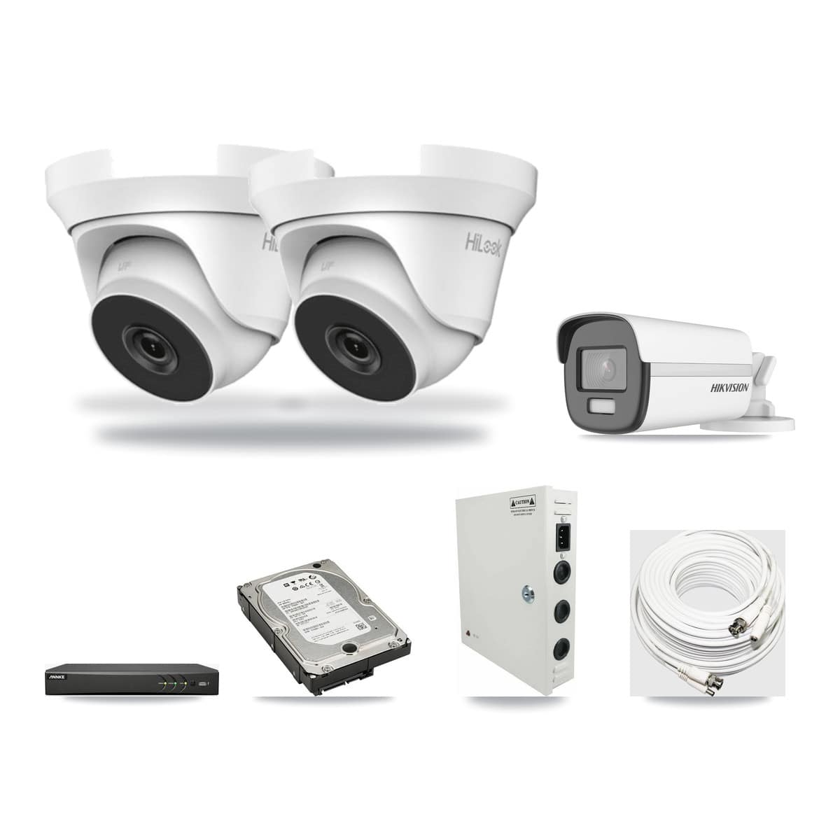 4-Channel 4MP – 4K CCTV Kit — 1 4K Bullet + 2 4MP Turret Cameras + 5TB Recording (AN-DV4-8MP Recorder) - Image 1