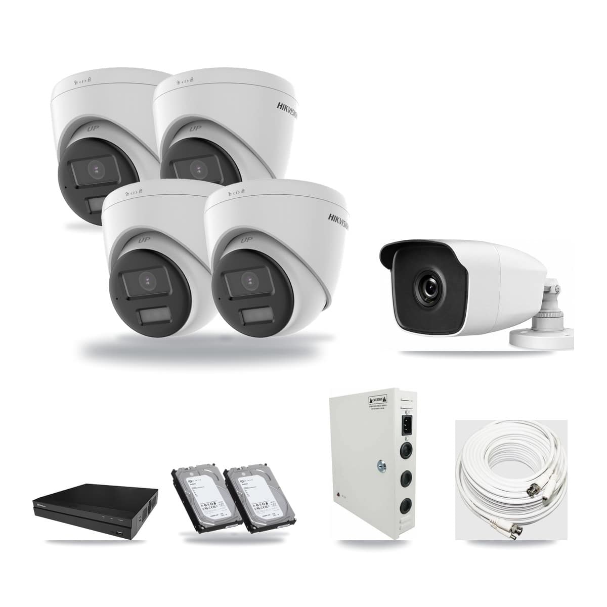 8-Channel 3MP – 4K CCTV Kit — 4 4K Turret + 1 3MP Bullet Cameras + 2× 6TB Recording - Image 1