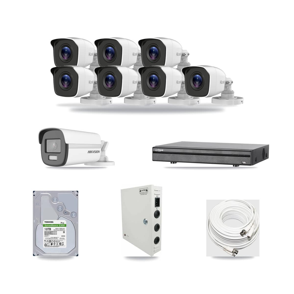8-Channel 4MP – 4K CCTV Kit — 1 4K + 7 4MP Bullet Cameras + 10TB Recording - Image 1