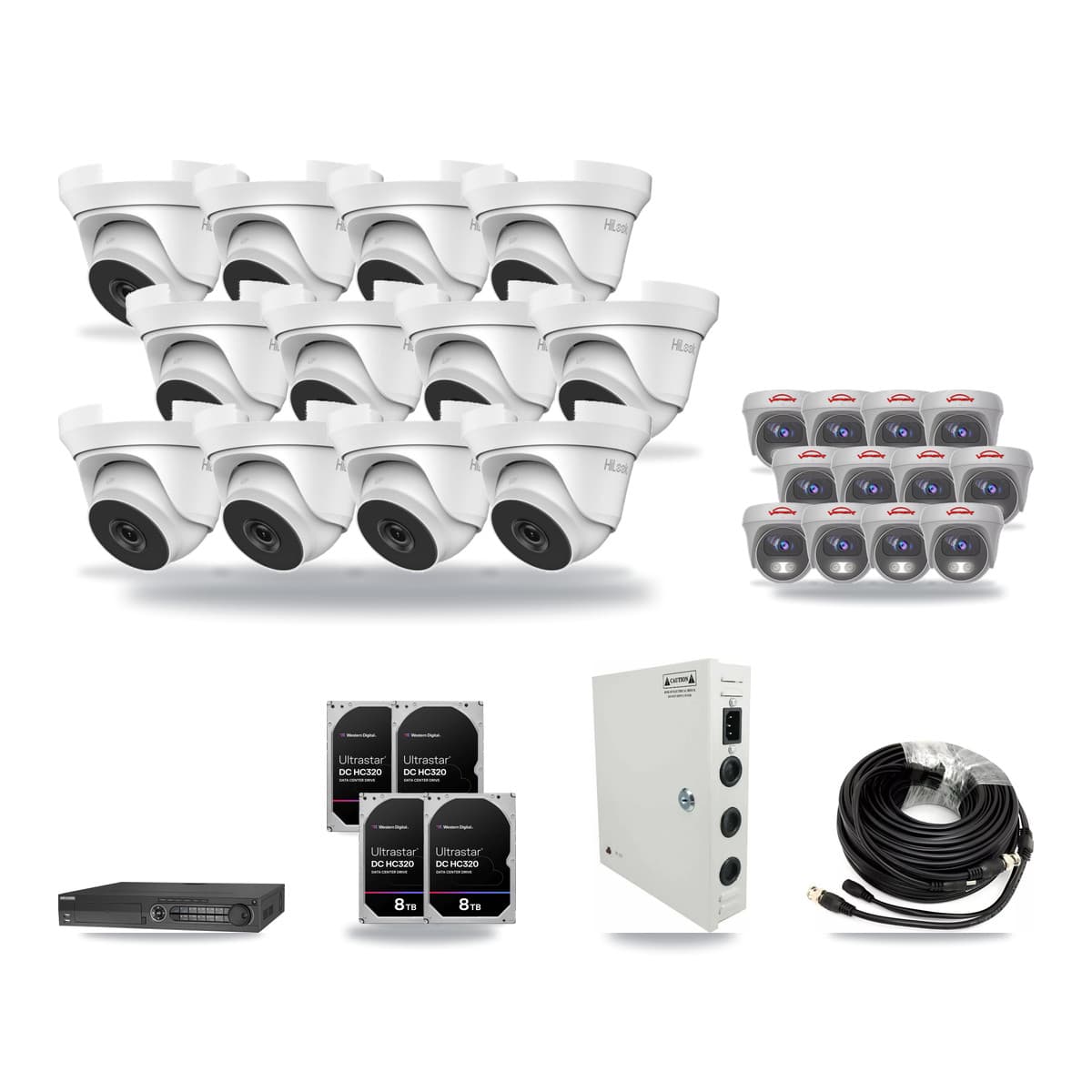 32-Channel 4MP – 5MP CCTV Kit — 12 4MP Turret + 12 5MP Cameras + 4× 8TB Recording - Image 1