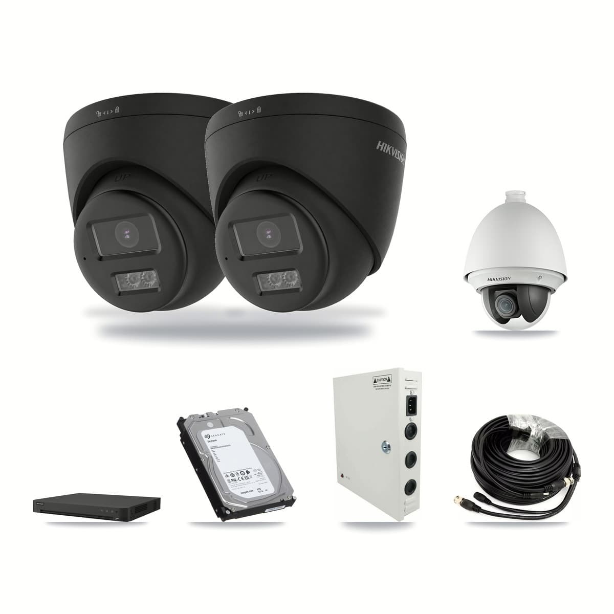 Hikvision 16-channel CCTV kit: 3 cameras (2× 4K Turret + 1× 2MP PTZ), 6TB hard drive