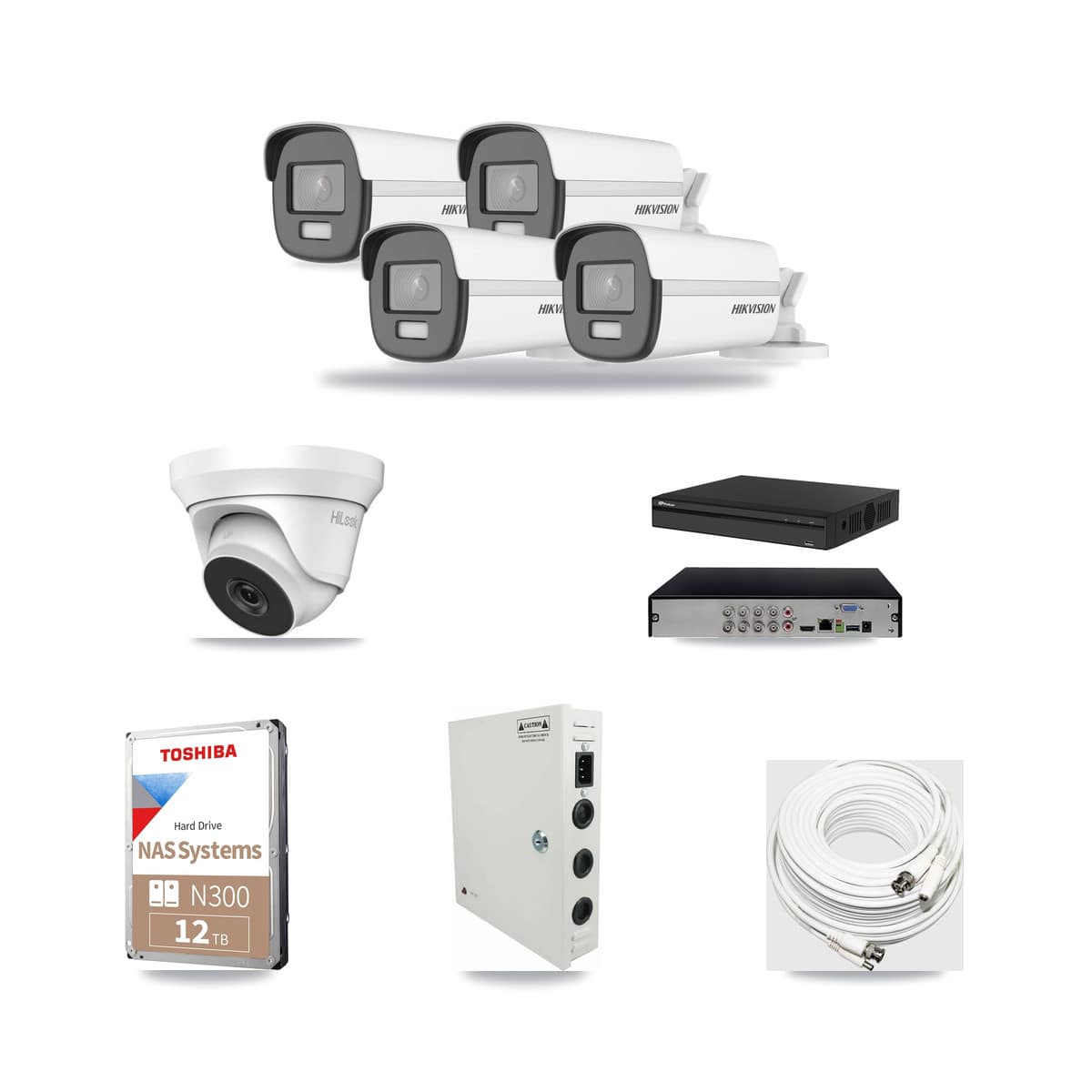 8-Channel 4MP – 4K CCTV Kit — 4 4K Bullet + 1 4MP Turret Cameras + 12TB Recording - Image 1