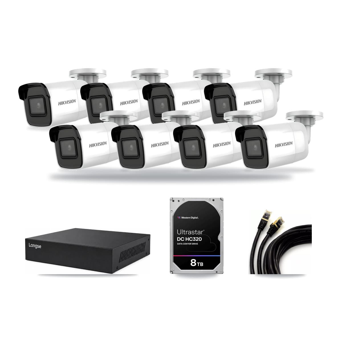 Hikvision & Longse 8-Channel 4K CCTV Kit — 8 Bullet Cameras + 8TB Recording - Image 1