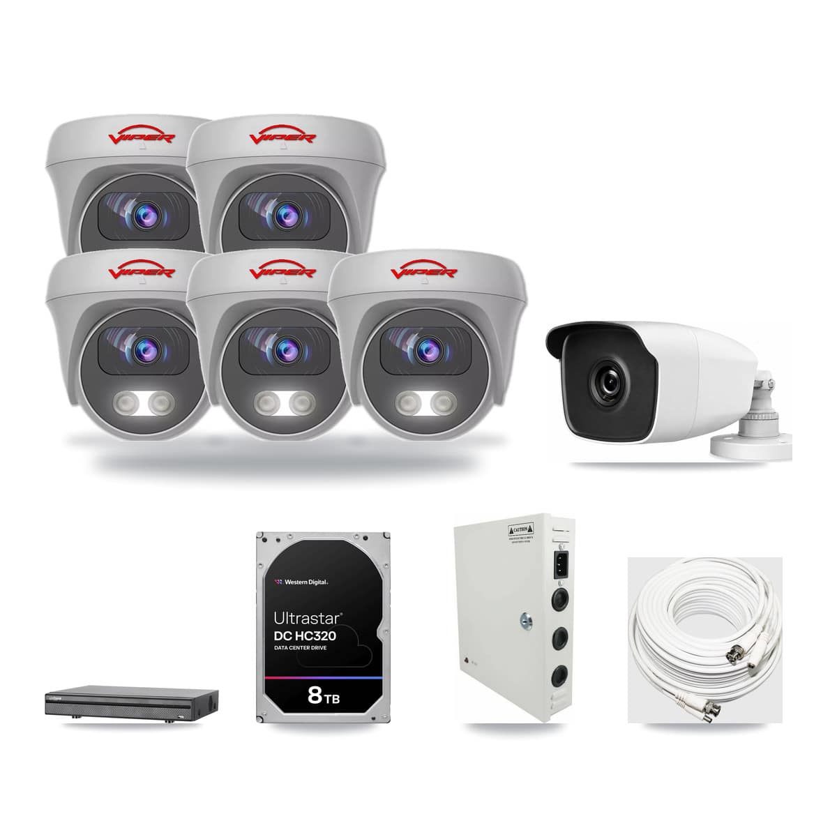 8-Channel 3MP – 5MP CCTV Kit — 1 3MP Bullet + 5 5MP Cameras + 8TB Recording - Image 1