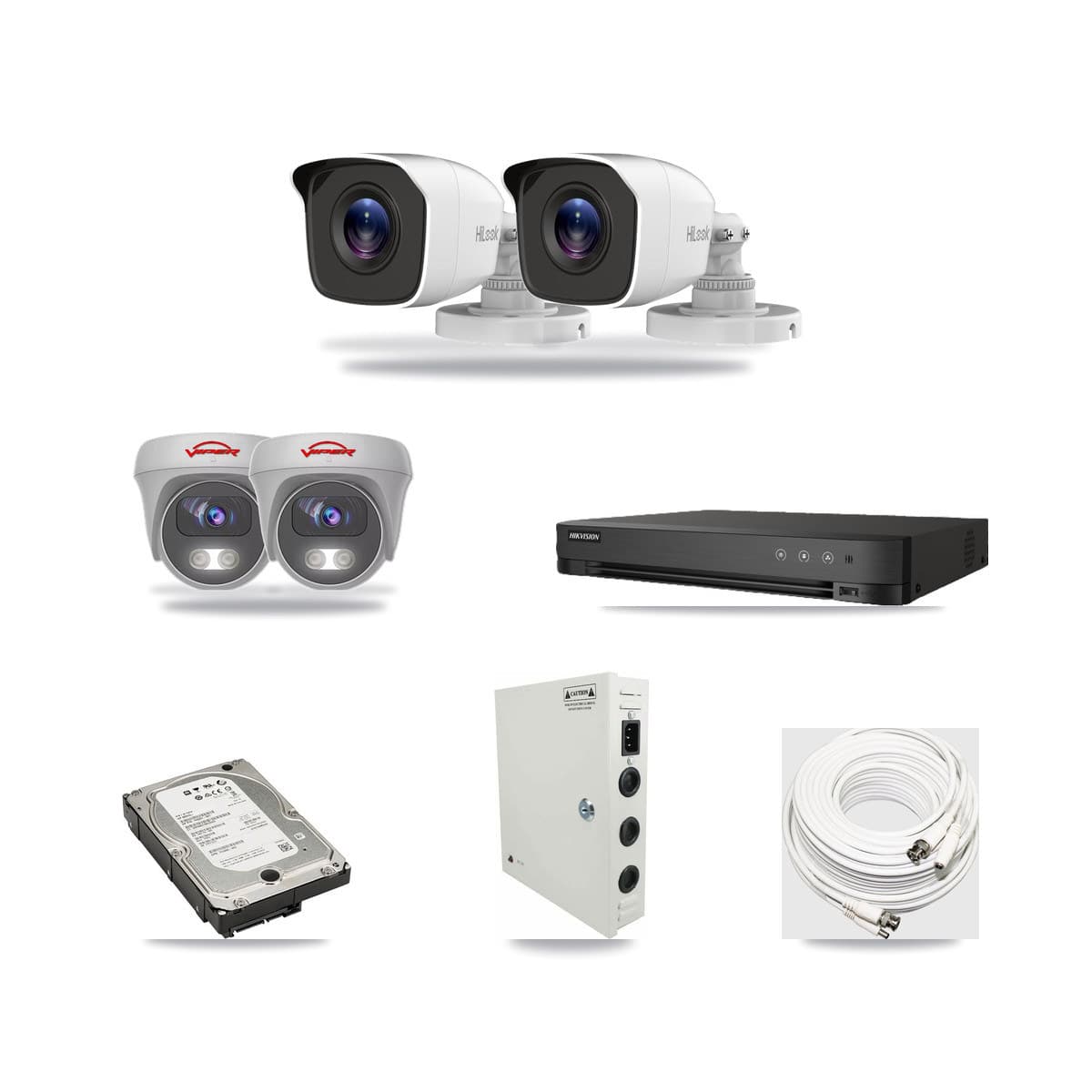 8-Channel 4MP – 5MP CCTV Kit — 2 4MP Bullet + 2 White 5MP Cameras + 5TB Recording (IDS-7208HQHI Recorder) - Image 1