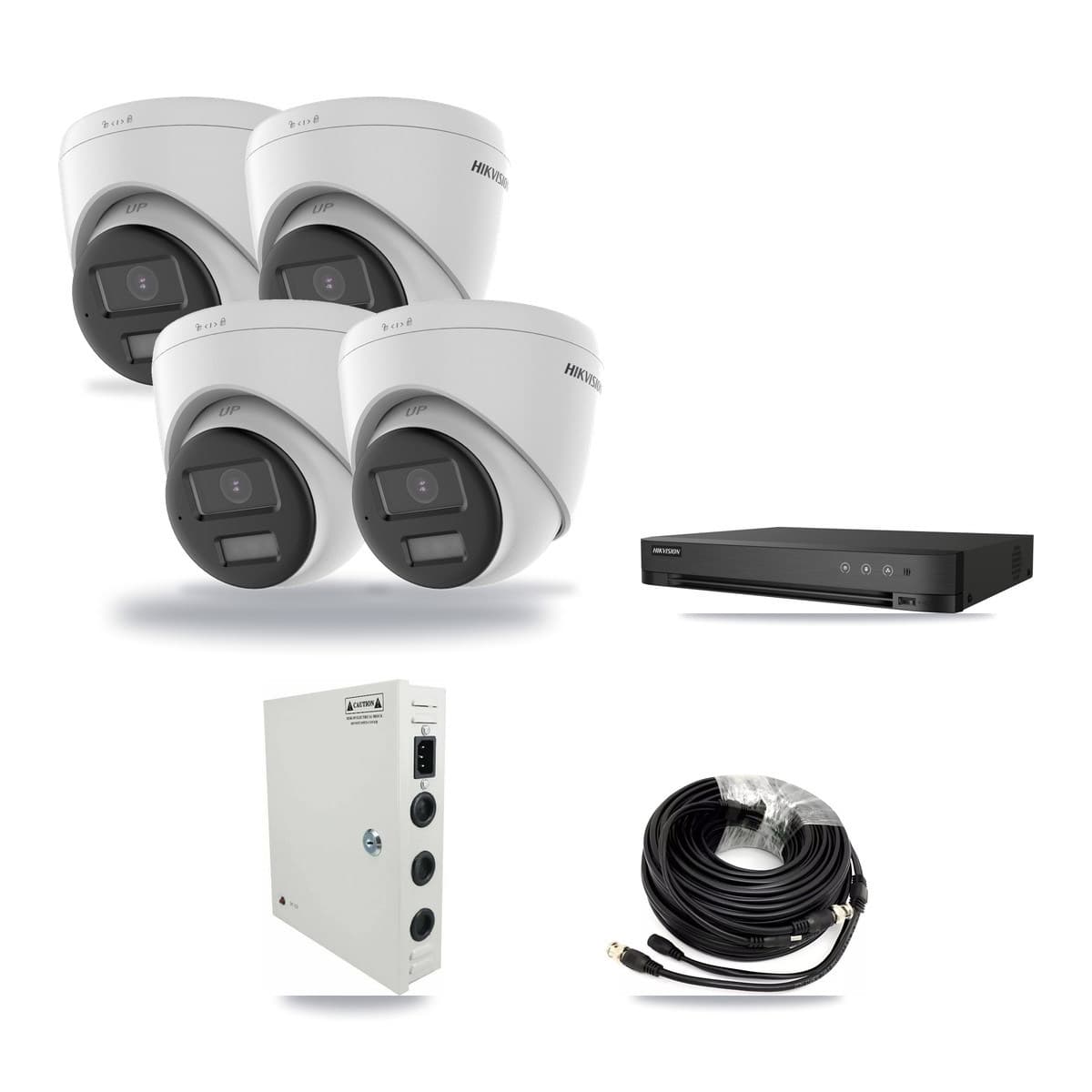 Hikvision 4-channel CCTV kit: 4 cameras (4× 5MP Turret), 1TB hard drive