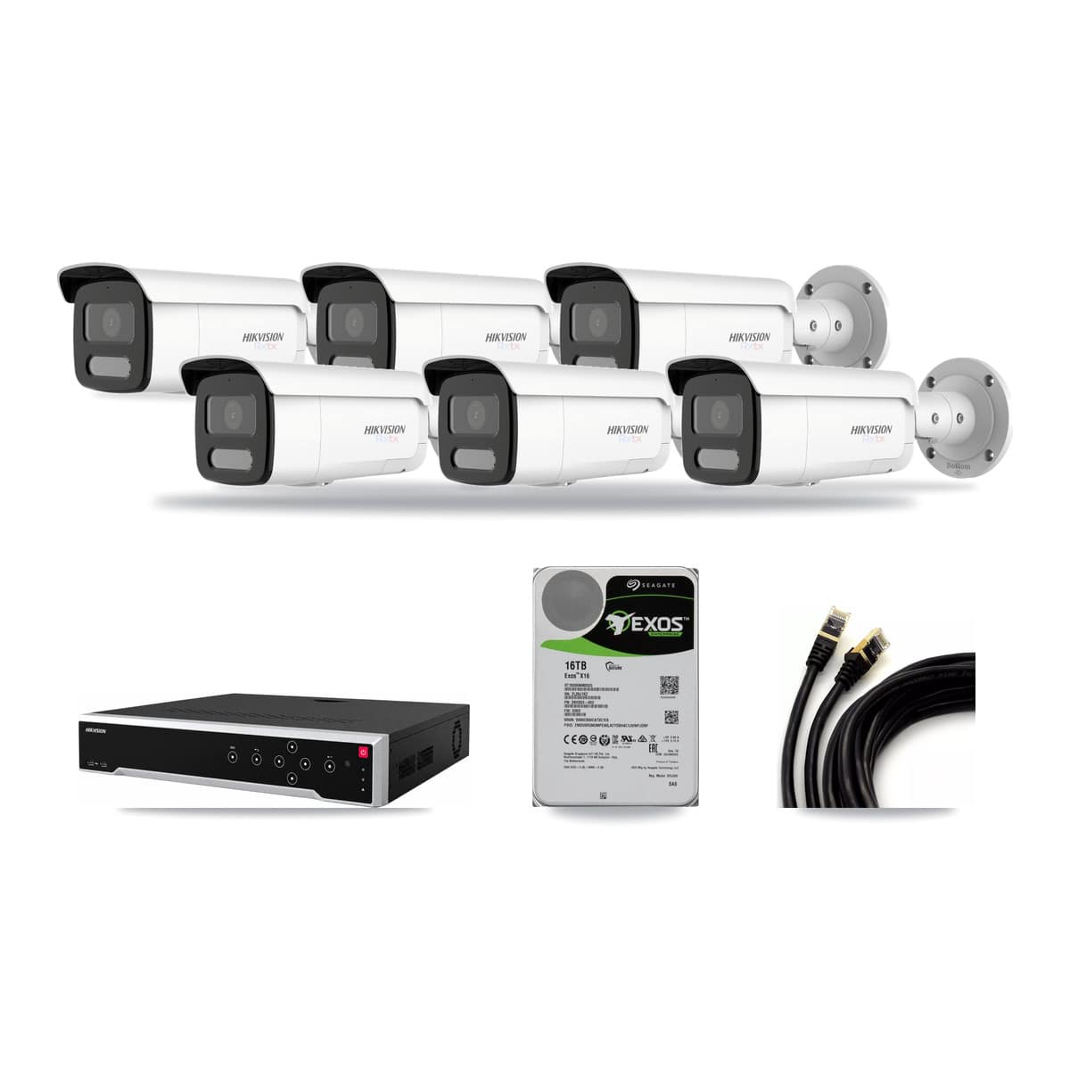 Hikvision 32-channel CCTV kit: 6 cameras (6× 4K Bullet), 16TB hard drive