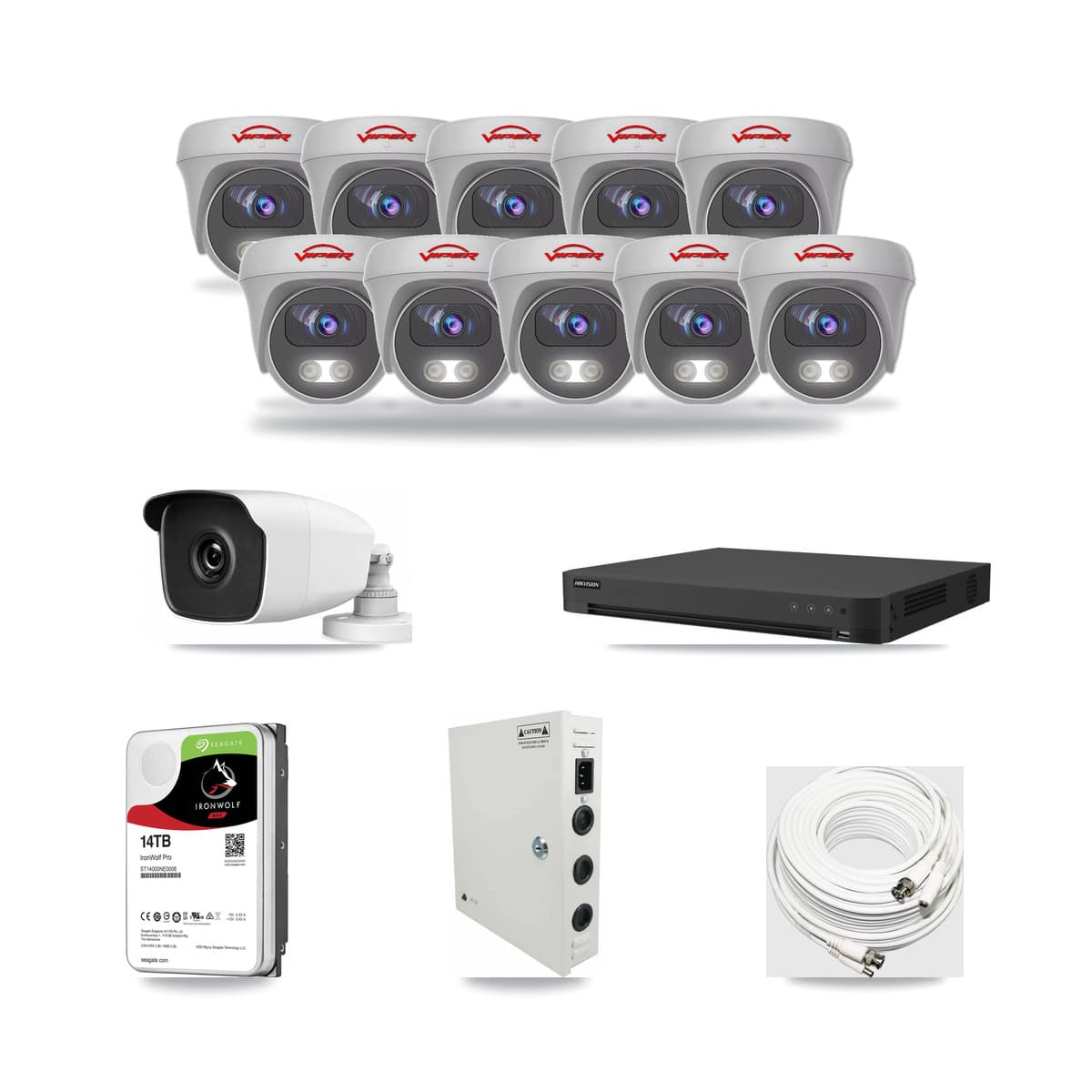 16-Channel 3MP – 5MP CCTV Kit — 1 3MP Bullet + 10 5MP Cameras + 14TB Recording - Image 1
