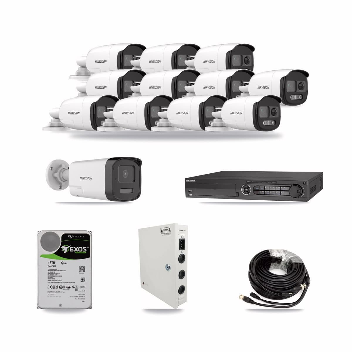 Hikvision 32-Channel 5MP CCTV Kit — 11 DS-2CE12KF3T + 1 DS-2CE17K0T Bullet Cameras + 16TB Recording - Image 1