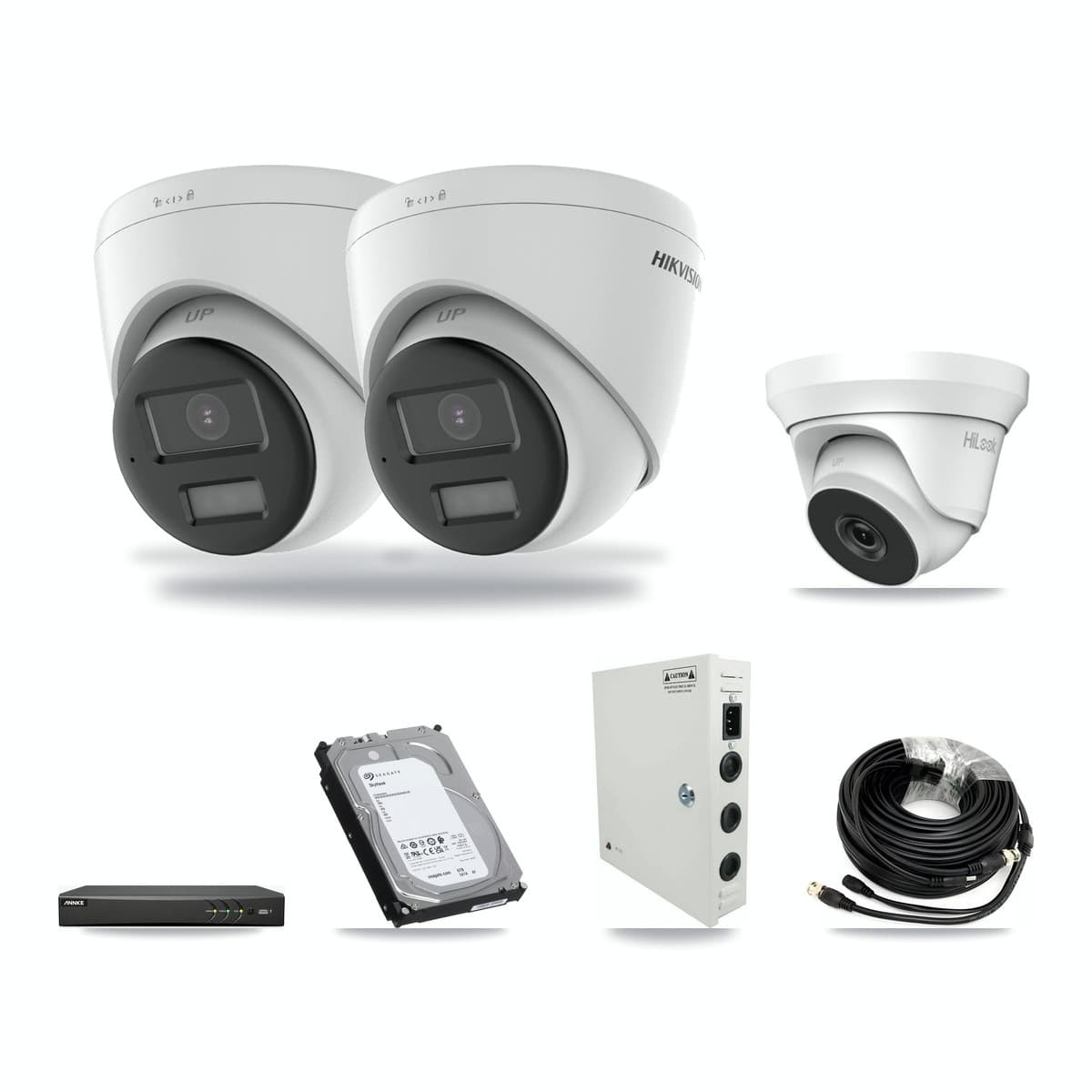 4-Channel 4MP – 4K CCTV Kit — 2 4K + 1 4MP Turret Cameras + 6TB Recording (AN-DV4-8MP Recorder) - Image 1