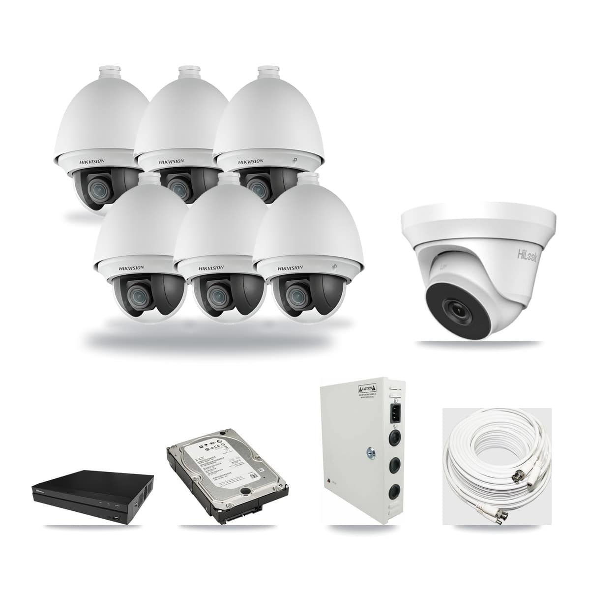 8-Channel 2MP – 4MP CCTV Kit — 6 2MP PTZ + 1 4MP Turret Cameras + 5TB Recording (PXD-5208AN Recorder) - Image 1