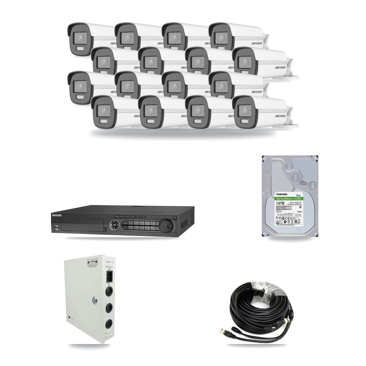 Hikvision 32-Channel 4K CCTV Kit — 16 DS-2CE12UF3T Bullet Cameras + 10TB Recording - Image 1