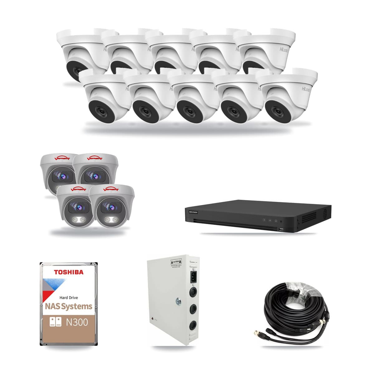 16-Channel 4MP – 5MP CCTV Kit — 10 4MP Turret + 4 5MP Cameras + 18TB Recording - Image 1