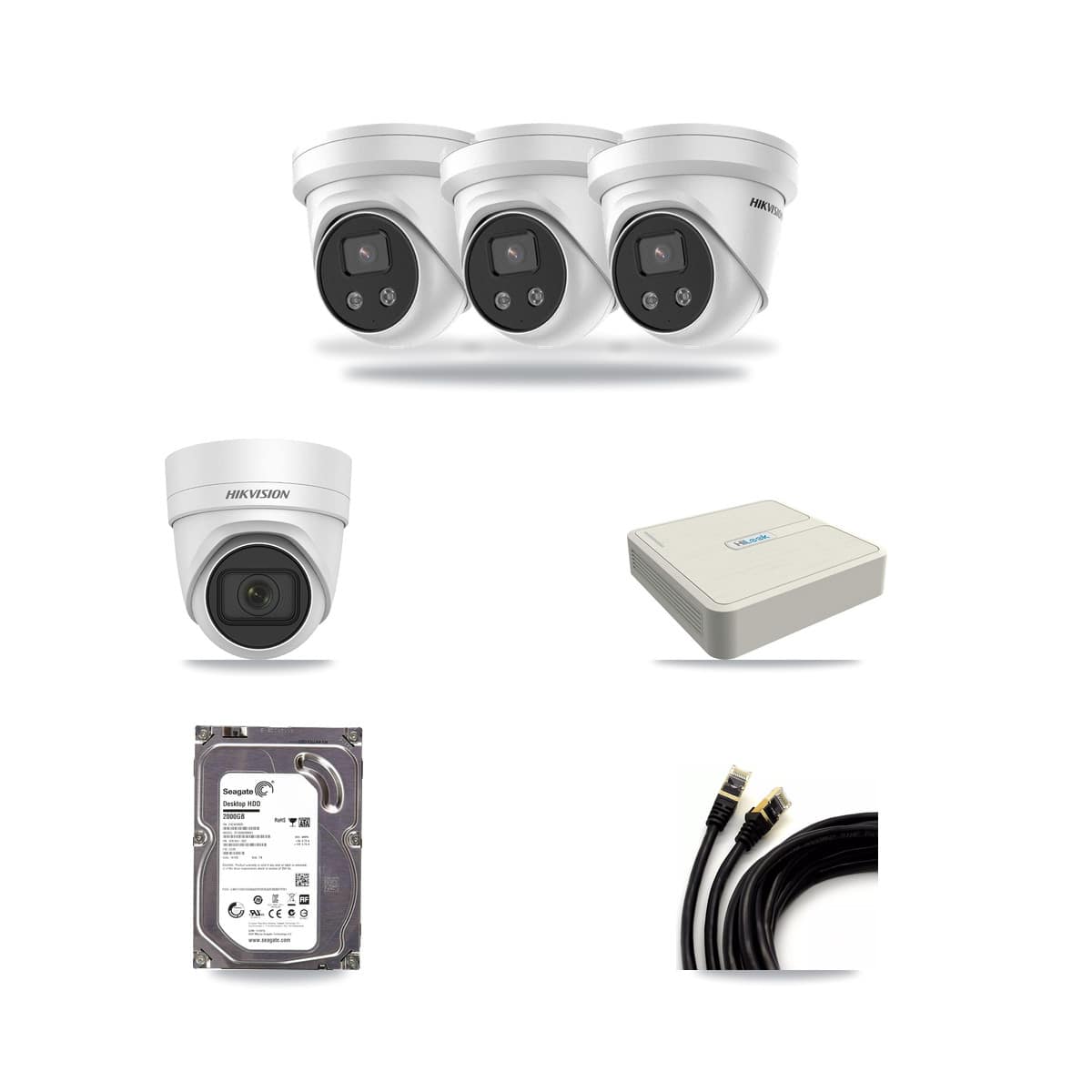 Hikvision & HiLook 8-Channel 4MP – 5MP CCTV Kit — 1 4MP + 3 5MP Turret Cameras + 2TB Recording - Image 1