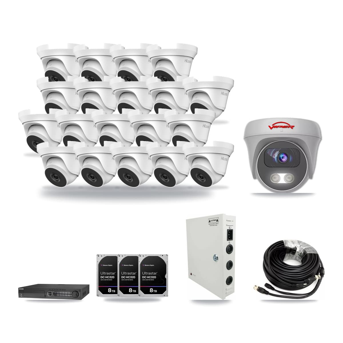 32-Channel 4MP – 5MP CCTV Kit — 19 4MP Turret + 1 5MP Cameras + 3× 8TB Recording - Image 1