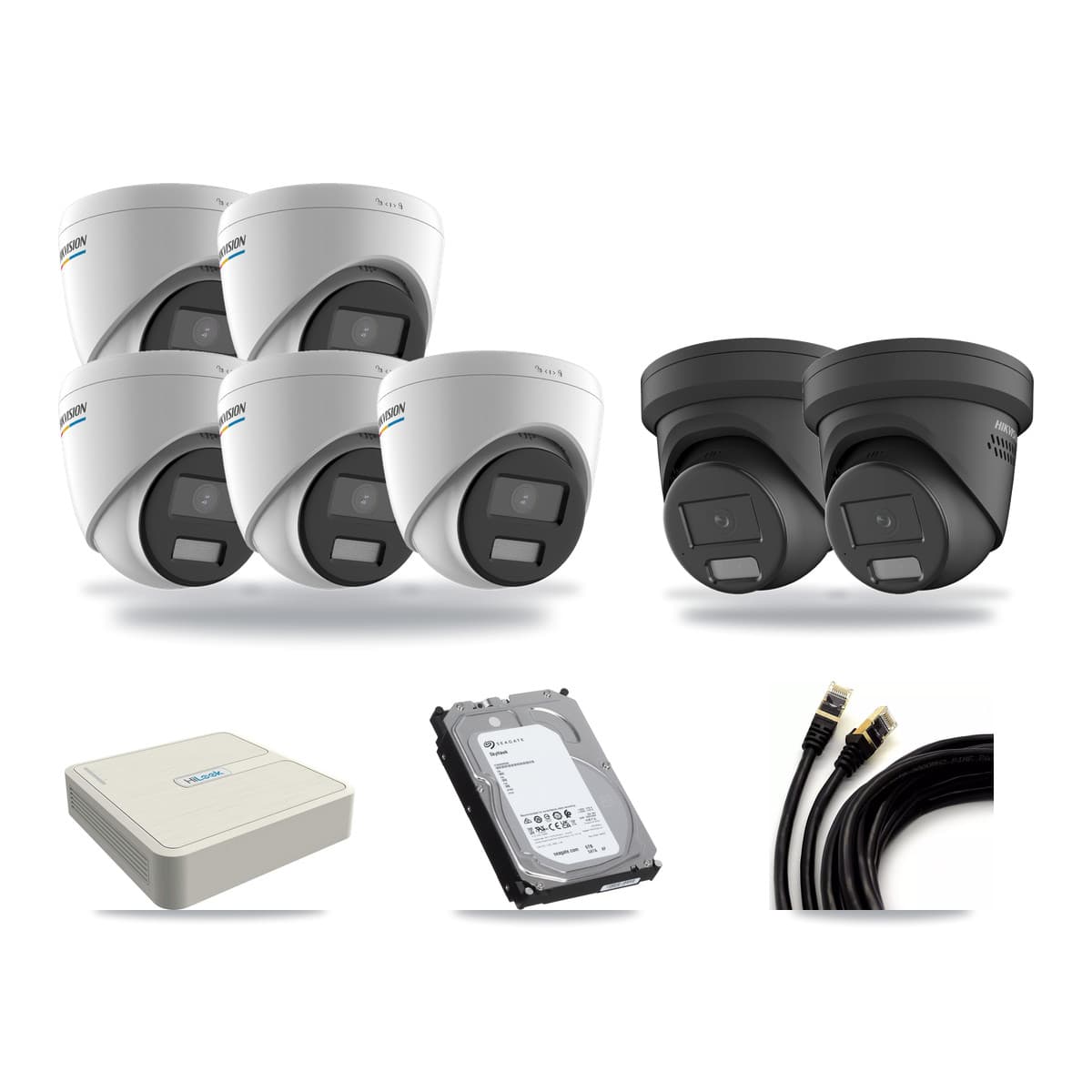 Hikvision & HiLook 8-Channel 2MP – 4MP CCTV Kit — 5 2MP + 2 4MP Turret Cameras + 6TB Recording - Image 1