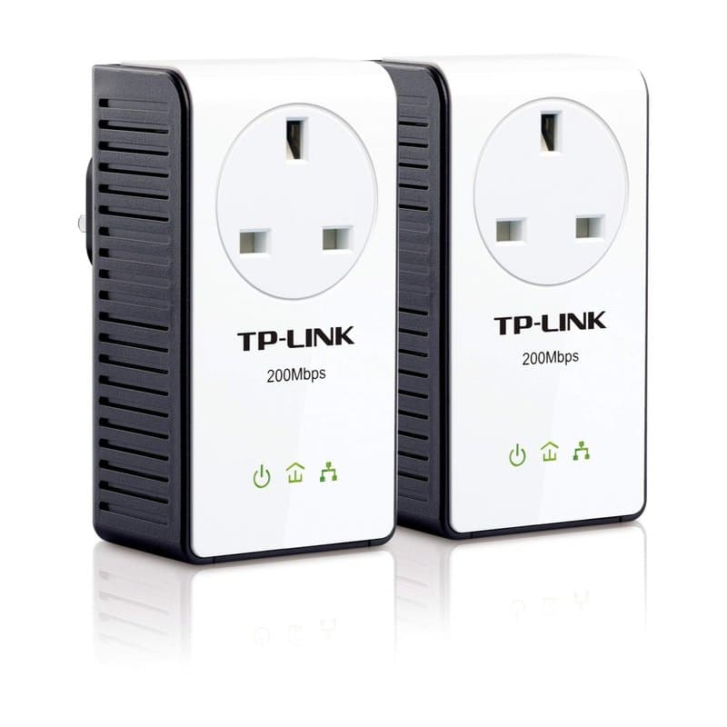 TP-Link TL-PA251 AV200+ powerline adapter kit with AC pass-through, product photo