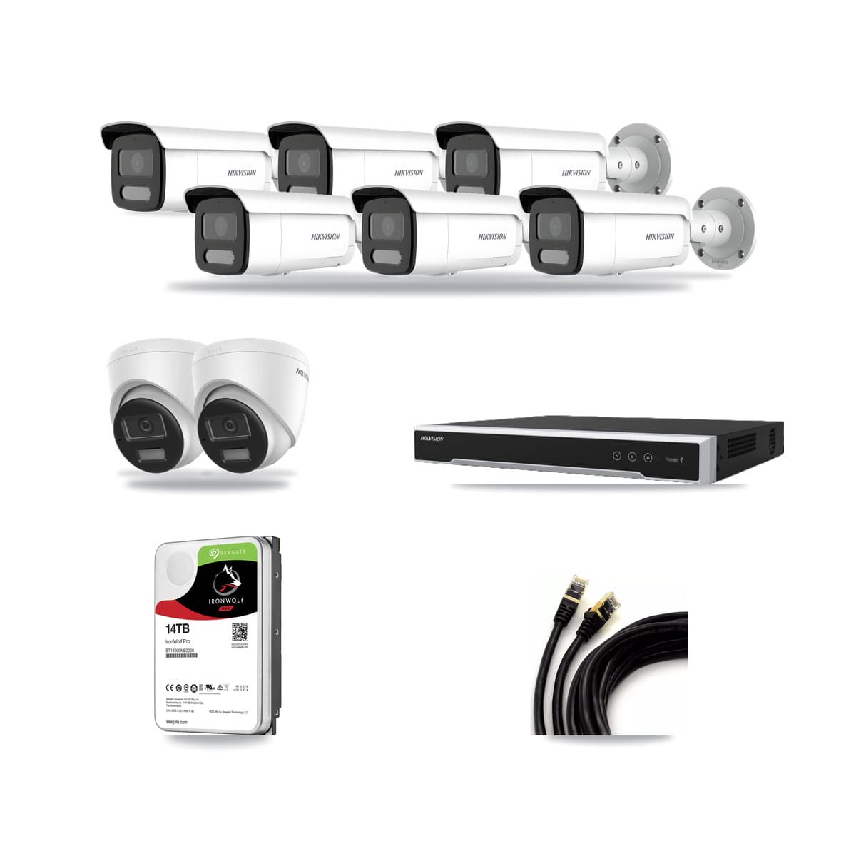 Hikvision 16-Channel 4MP – 4K CCTV Kit — 2 4K Turret + 6 4MP Bullet Cameras + 14TB Recording - Image 1