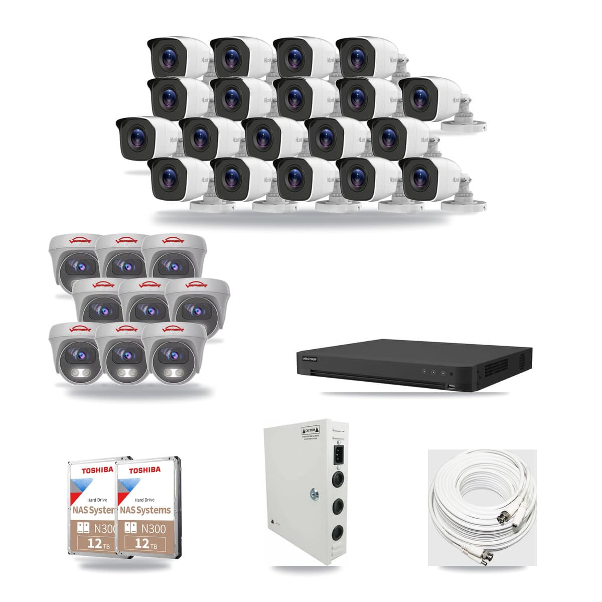 32-Channel 4MP – 5MP CCTV Kit — 19 4MP Bullet + 9 5MP Cameras + 2× 12TB Recording - Image 1