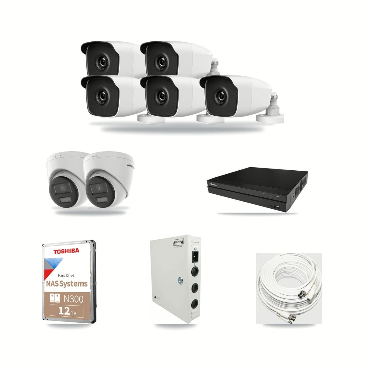 8-Channel 3MP – 4K CCTV Kit — 2 4K Turret + 5 3MP Bullet Cameras + 12TB Recording (PXD-5208AN Recorder) - Image 1