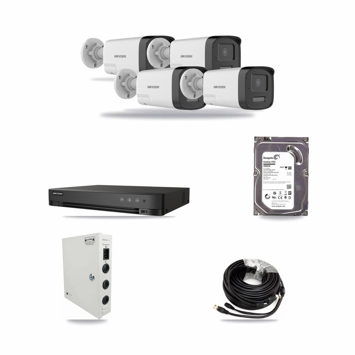 Hikvision 4-Channel 5MP CCTV Kit — 4 DS-2CE17K0T Bullet Cameras + 2TB Recording - Image 1