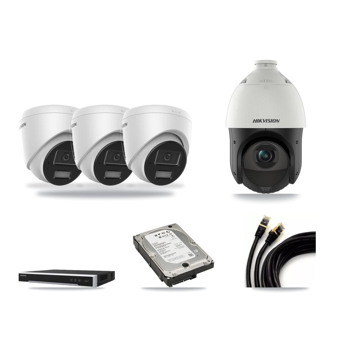 Hikvision 8-Channel 4MP CCTV Kit — 3 Turret + 1 PTZ Cameras + 5TB Recording - Image 1