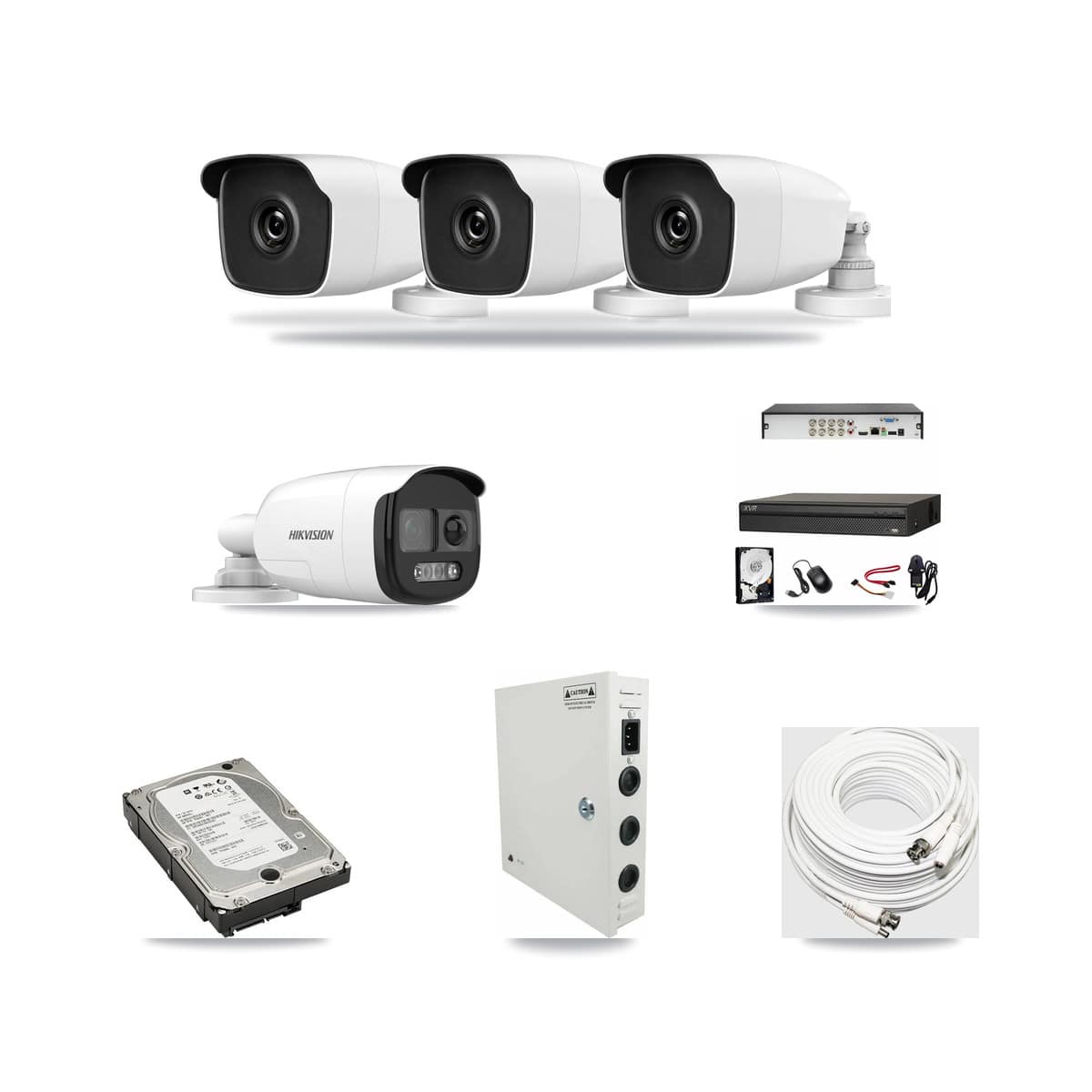 8-Channel 3MP – 5MP CCTV Kit — 1 Hikvision DS-2CE12KF3T 5MP + 3 HiLook THC-B230-R 3MP Bullet Cameras + 5TB Recording - Image 1