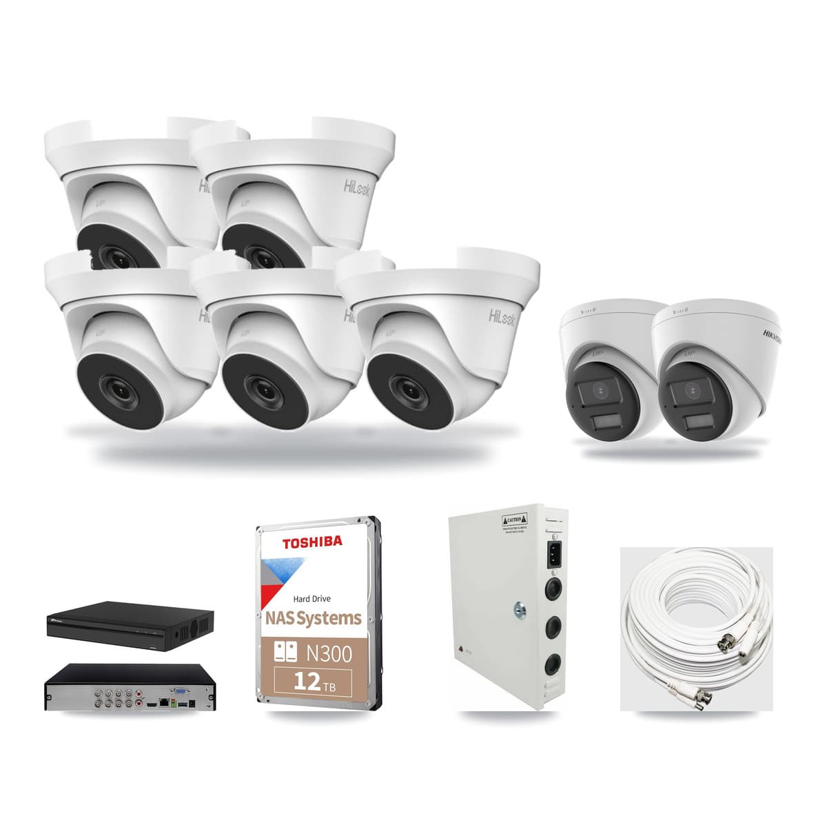 8-Channel 4MP – 4K CCTV Kit — 2 4K + 5 4MP Turret Cameras + 12TB Recording - Image 1