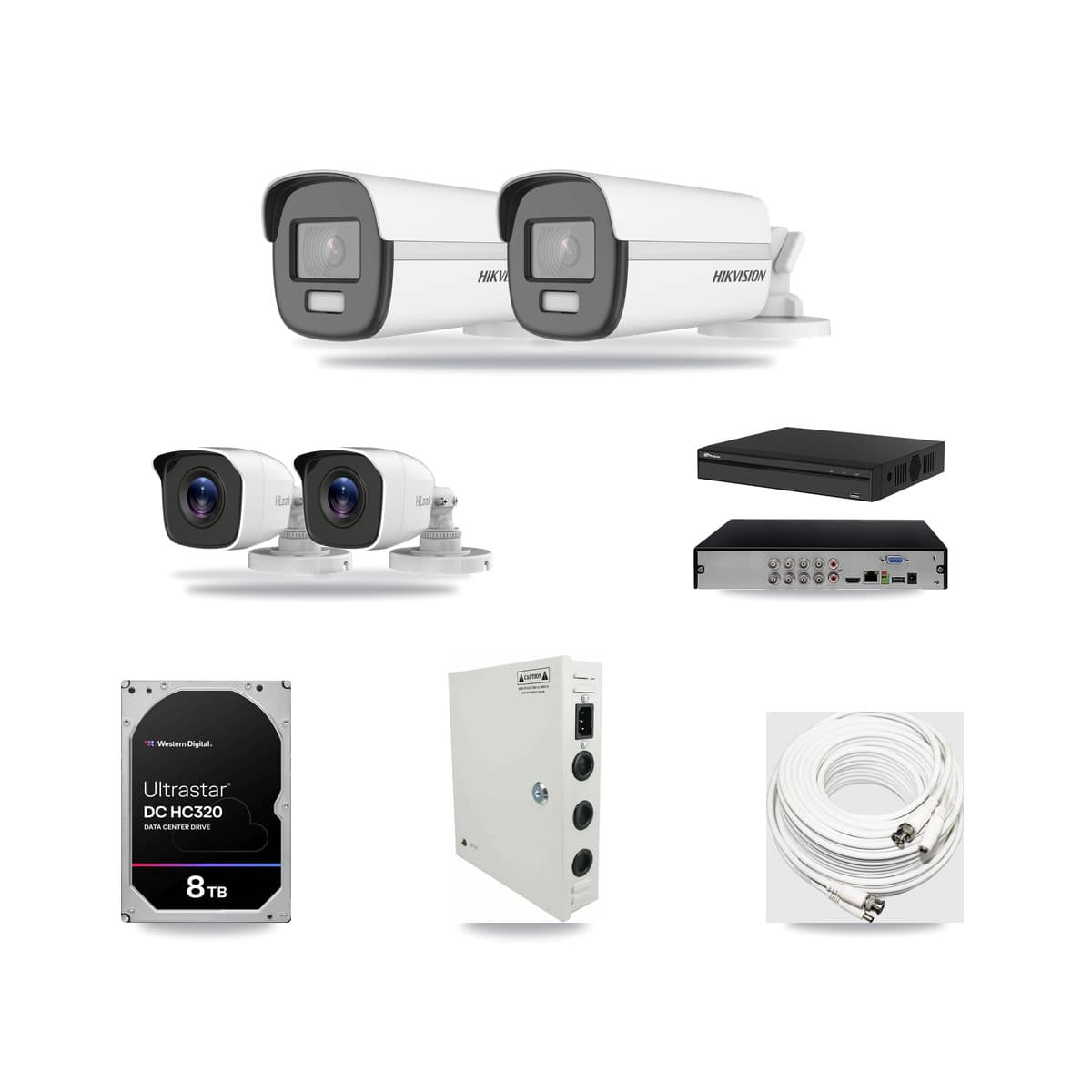 8-Channel 4MP – 4K CCTV Kit — 2 4K + 2 4MP Bullet Cameras + 8TB Recording (PXD-5108HS Recorder) - Image 1