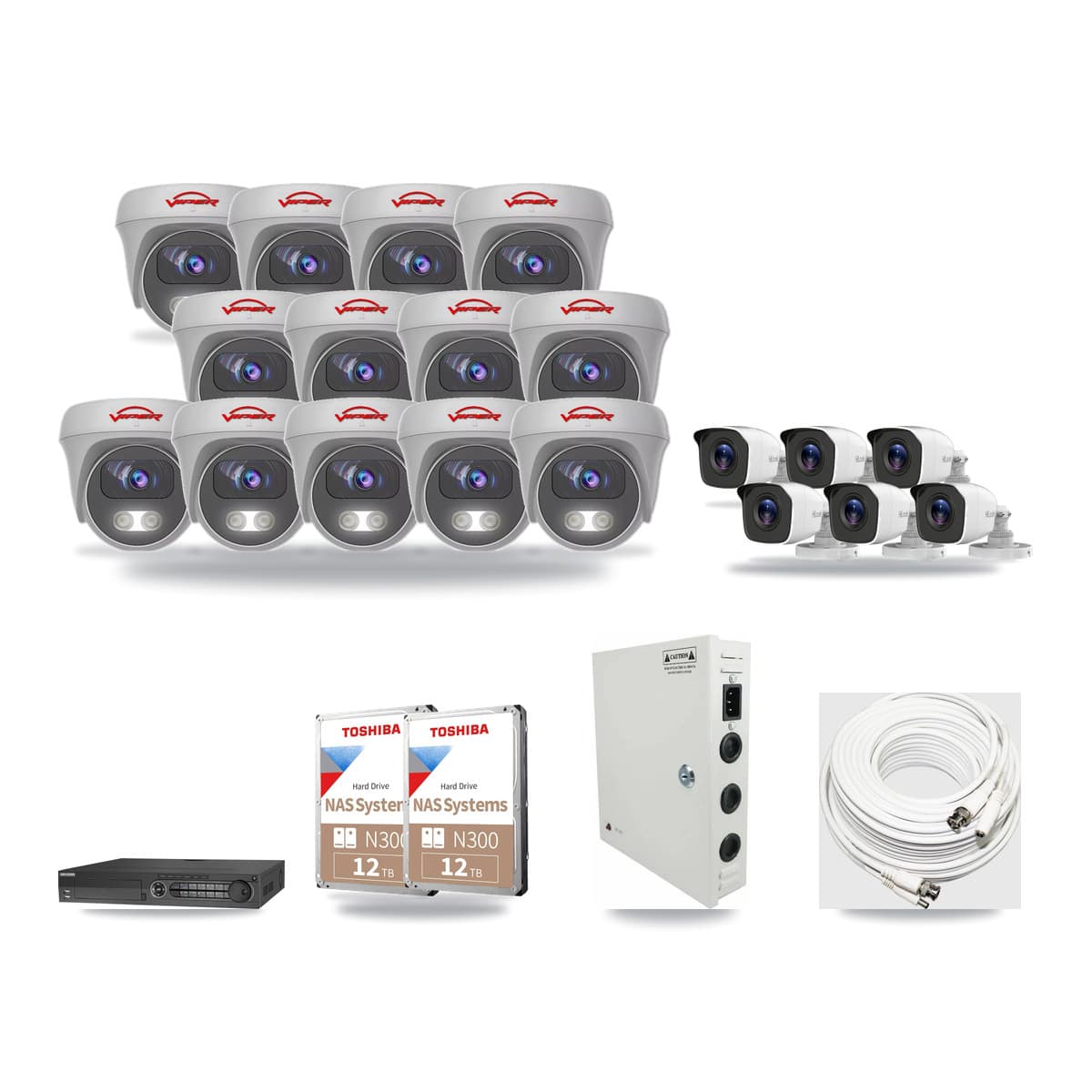 32-Channel 4MP – 5MP CCTV Kit — 6 4MP Bullet + 13 5MP Cameras + 2× 12TB Recording - Image 1