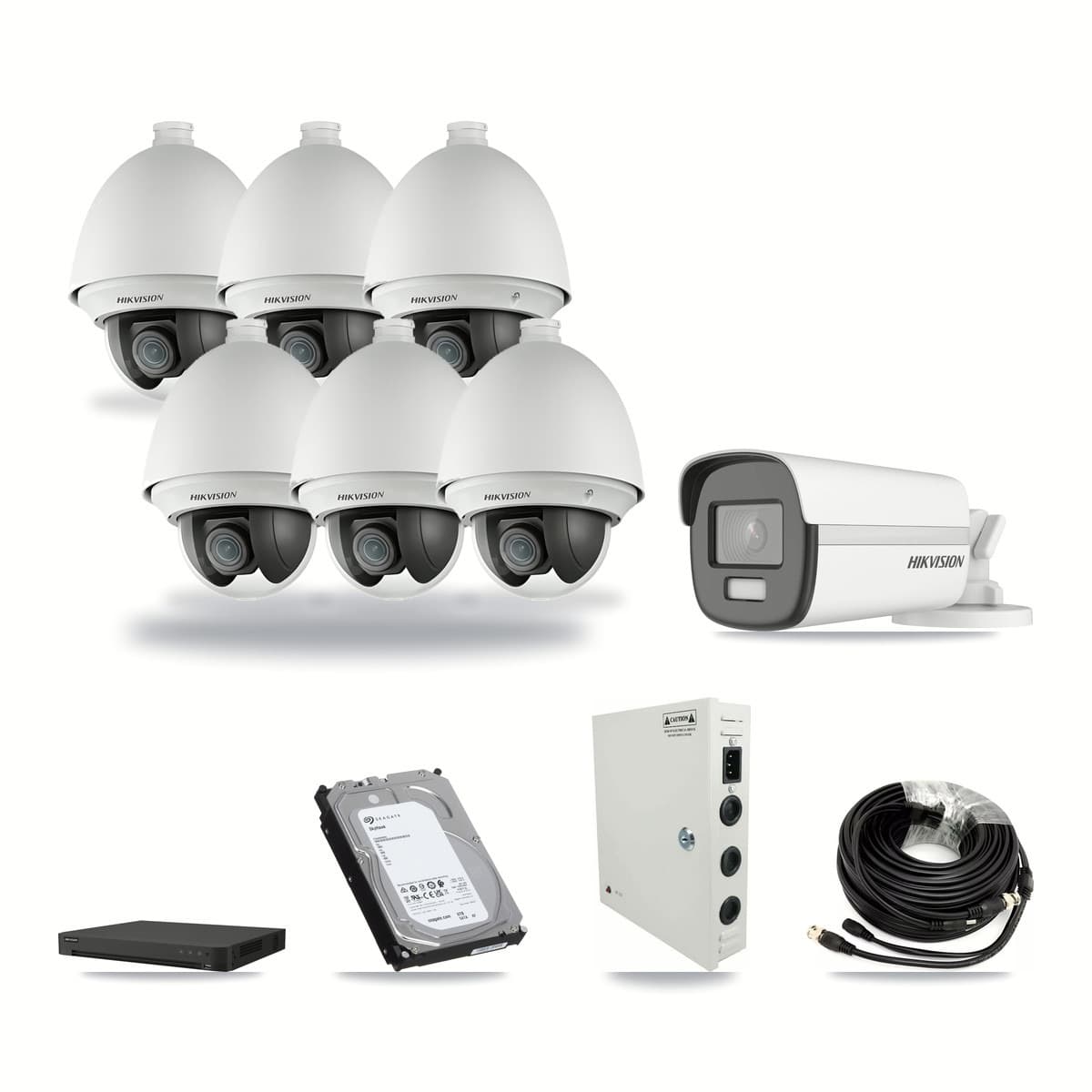 Hikvision 16-Channel 2MP – 4K CCTV Kit — 6 2MP PTZ + 1 4K Bullet Cameras + 6TB Recording - Image 1