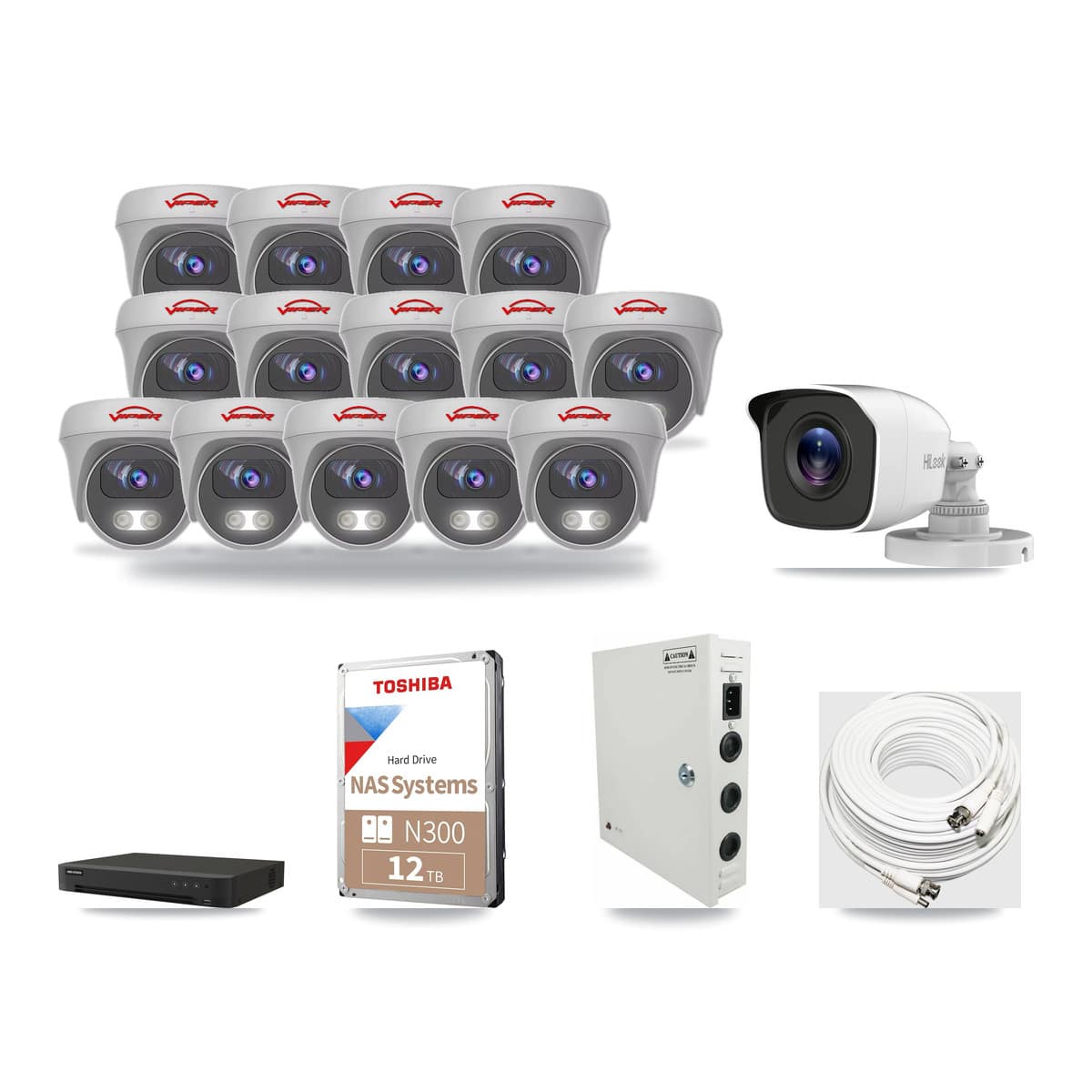 16-Channel 4MP – 5MP CCTV Kit — 1 4MP Bullet + 14 5MP Cameras + 12TB Recording - Image 1