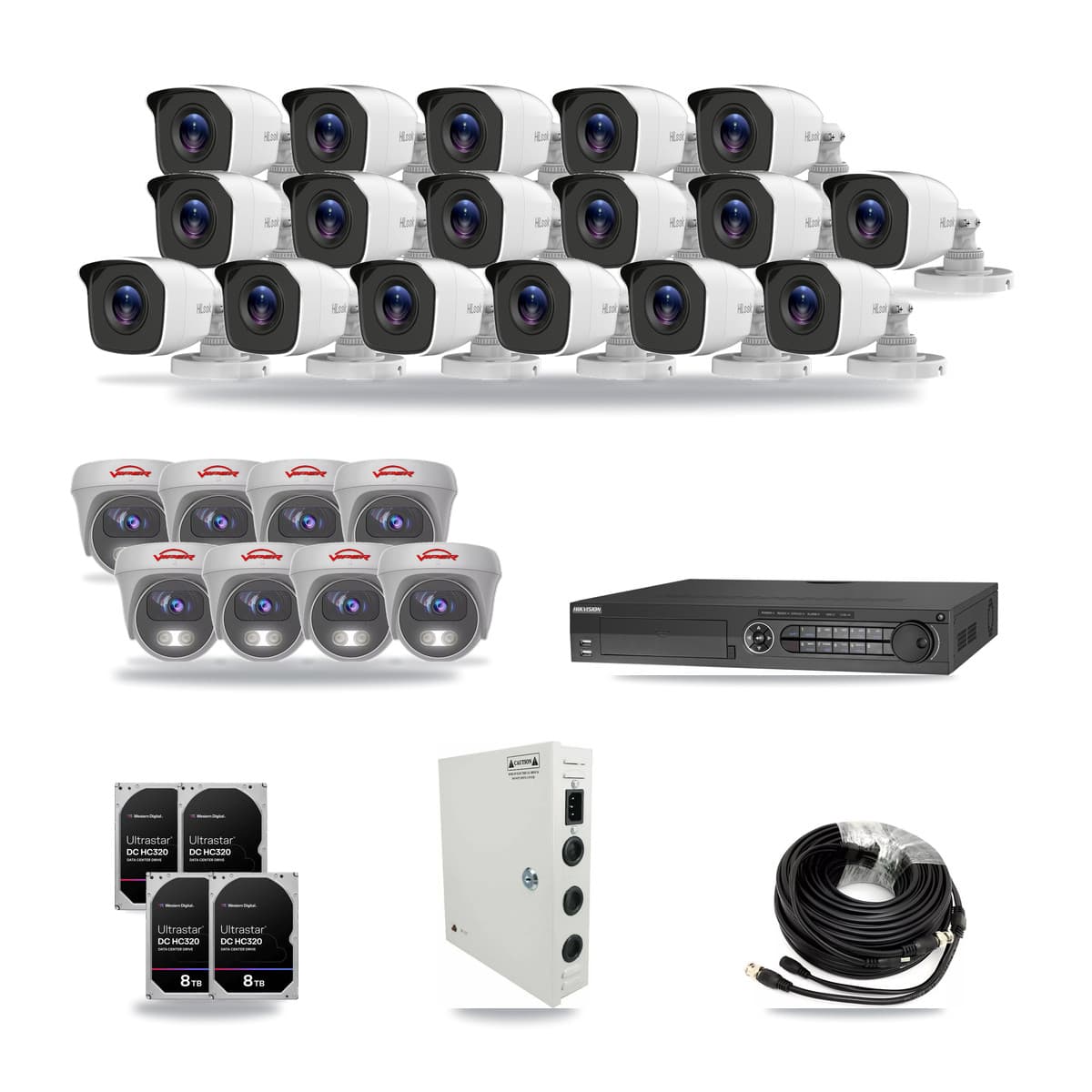 32-Channel 4MP – 5MP CCTV Kit — 17 4MP Bullet + 8 5MP Cameras + 4× 8TB Recording - Image 1