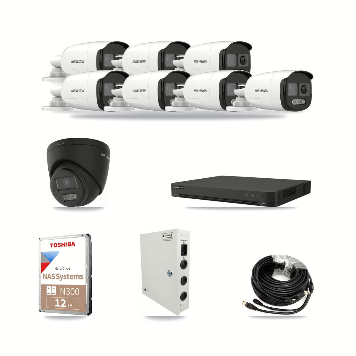Hikvision 16-Channel 5MP – 4K CCTV Kit — 7 5MP Bullet + 1 4K Turret Cameras + 12TB Recording - Image 1