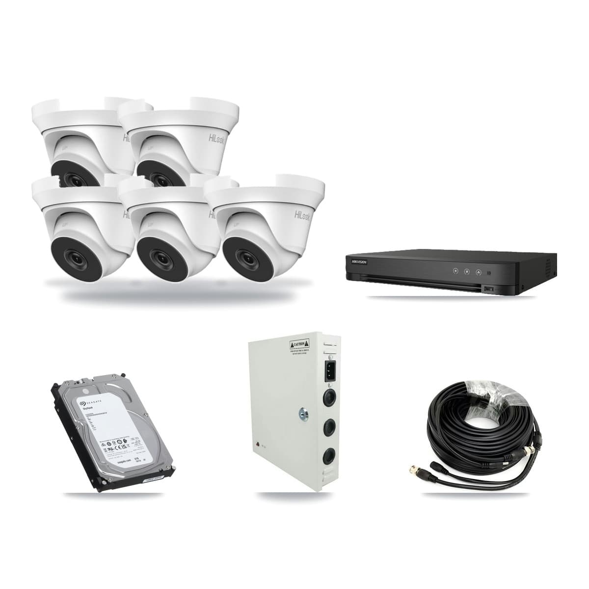 Hikvision 8-channel CCTV kit: 5 cameras (5× 4MP Turret), 6TB hard drive