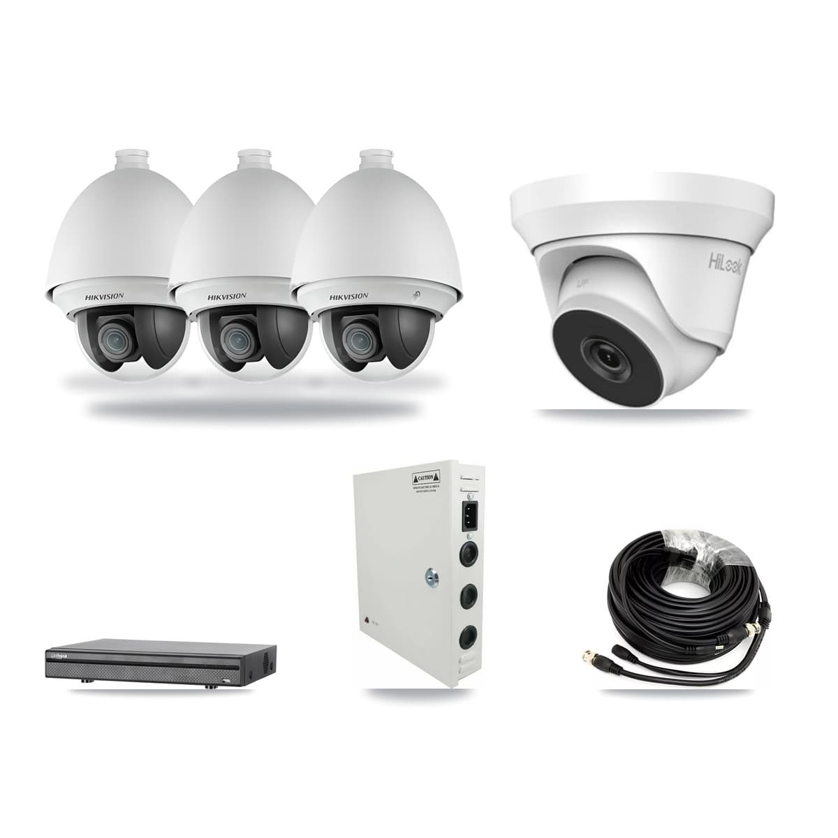 8-Channel 2MP – 4MP CCTV Kit — 3 2MP PTZ + 1 4MP Turret Cameras + 3TB Recording (DH-XVR5108H Recorder) - Image 1