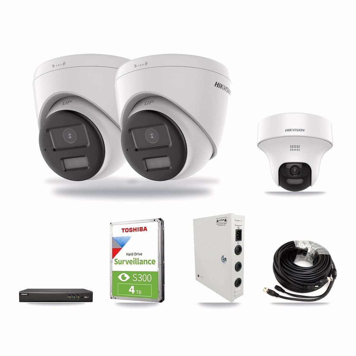 Hikvision & ANNKE 4-Channel 5MP CCTV Kit — 1 DS-2CE70K0T + 2 DS-2CE78K0T Turret Cameras + 4TB Recording - Image 1