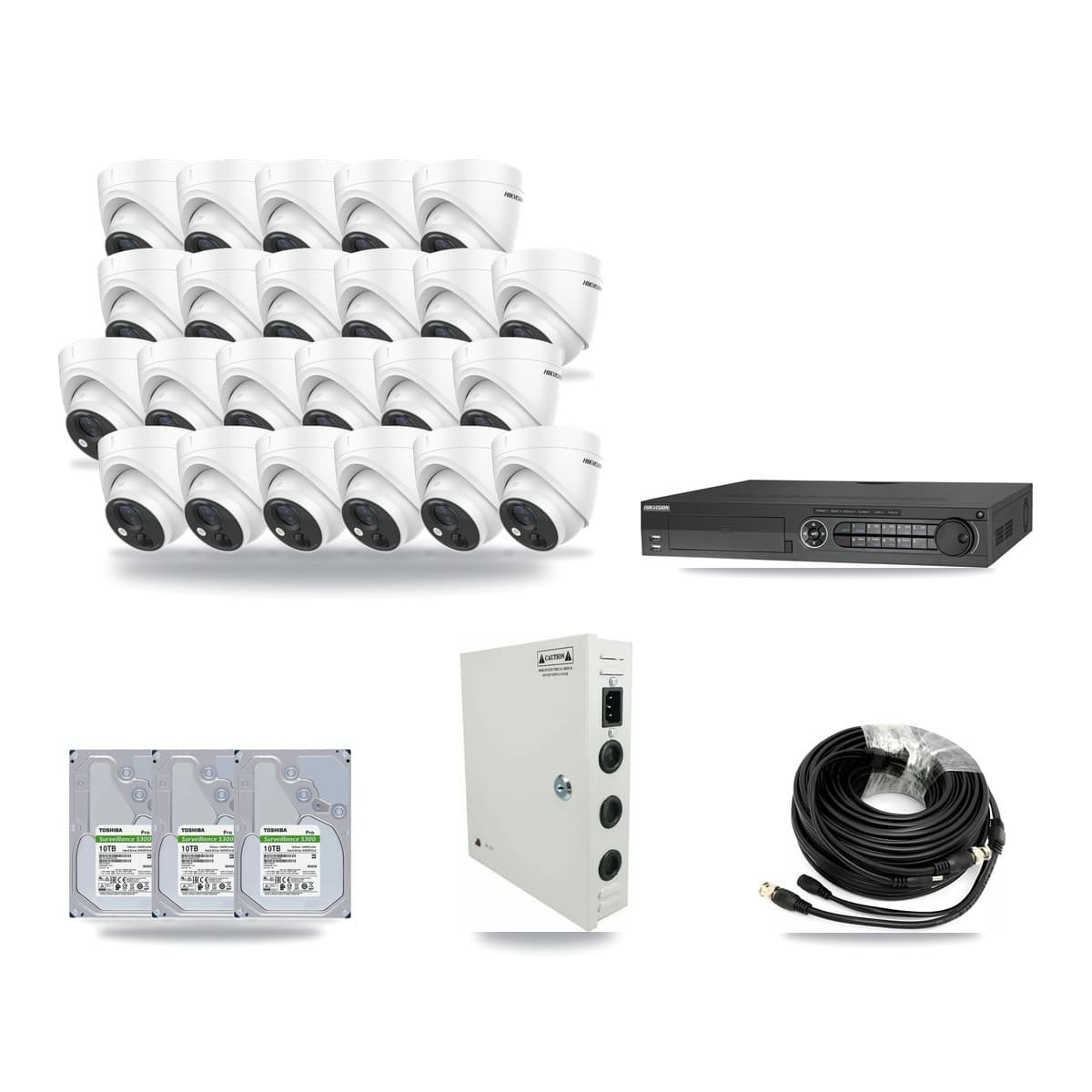 Hikvision 32-Channel 5MP CCTV Kit — 23 Turret Cameras + 3× 10TB Recording - Image 1