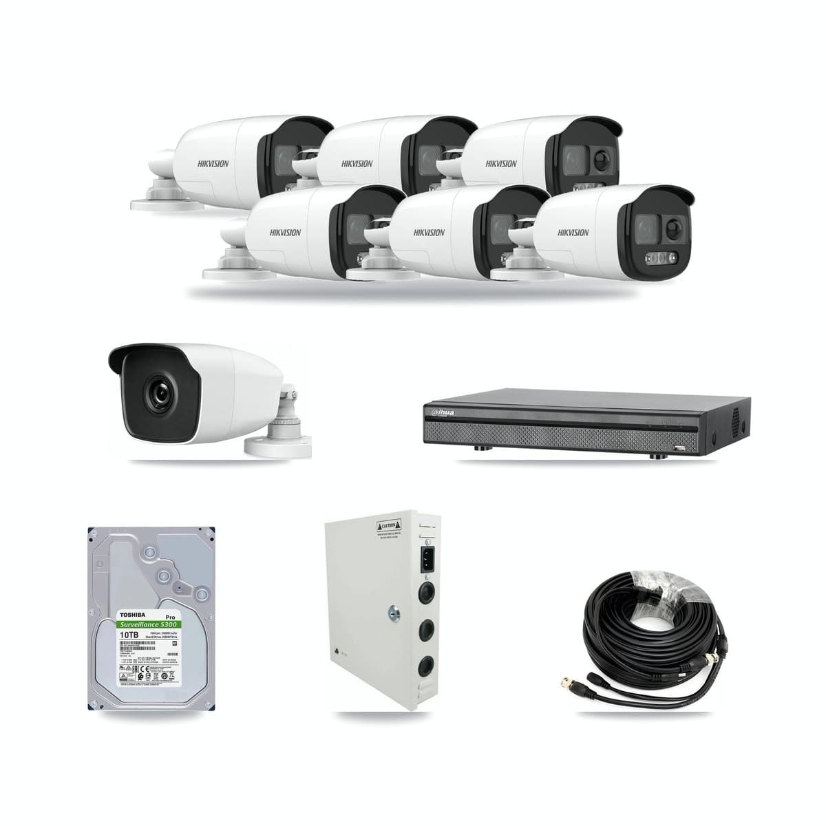 8-Channel 3MP – 5MP CCTV Kit — 6 5MP + 1 3MP Bullet Cameras + 10TB Recording (DH-XVR5108H Recorder) - Image 1