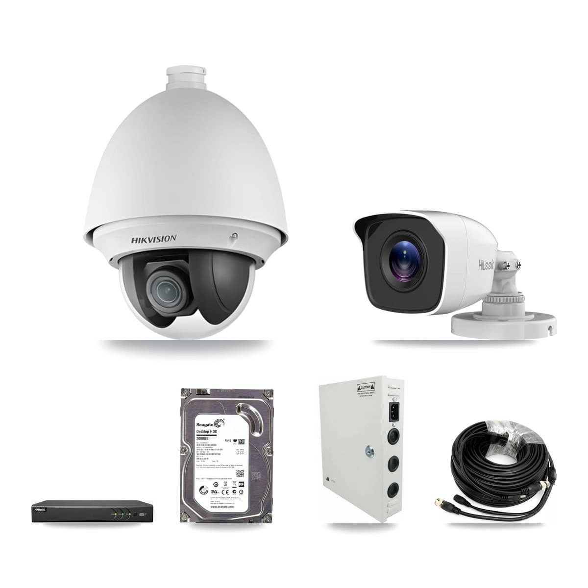 4-Channel 2MP – 4MP CCTV Kit — 1 2MP PTZ + 1 4MP Bullet Cameras + 2TB Recording (AN-DV4-8MP Recorder) - Image 1