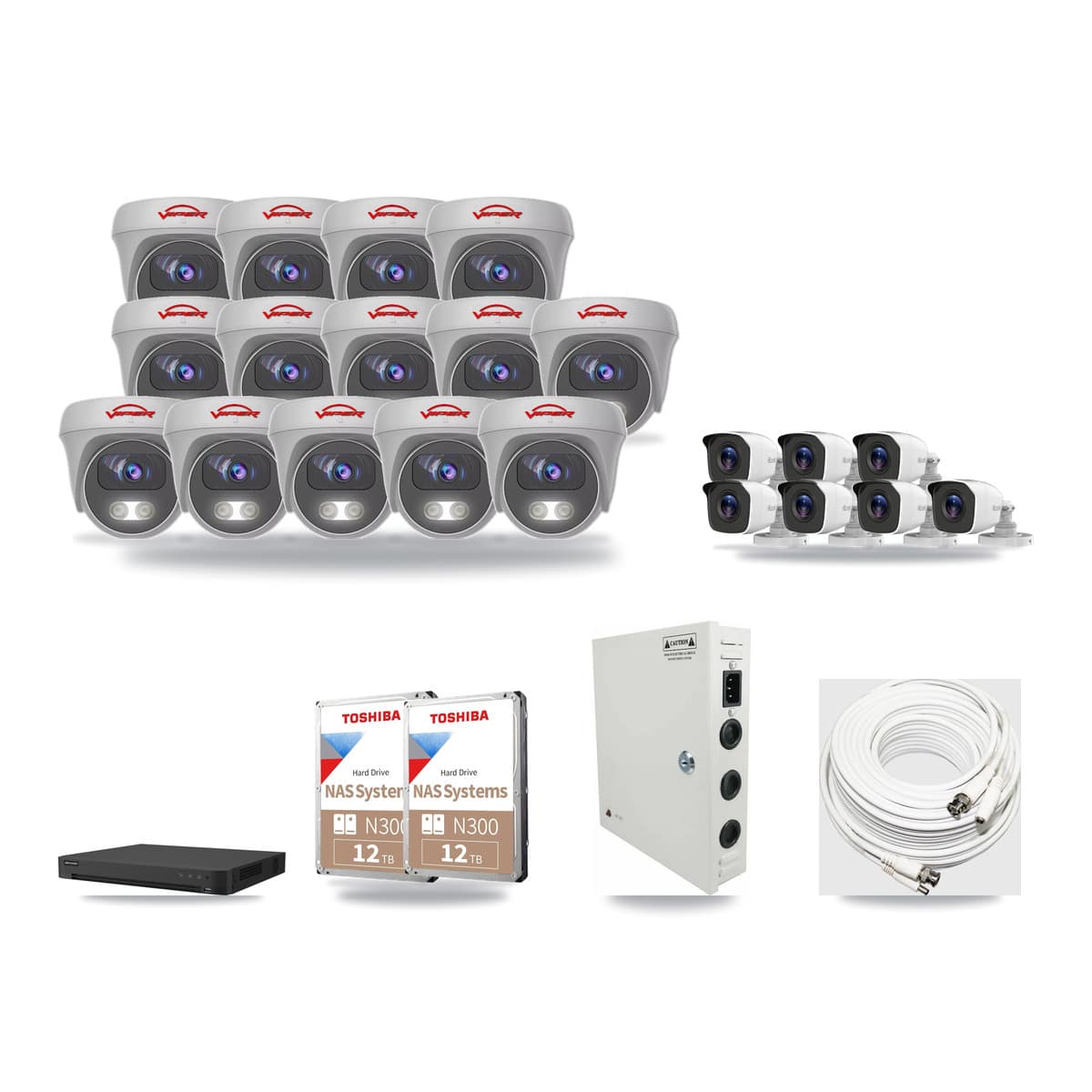 32-Channel 4MP – 5MP CCTV Kit — 7 4MP Bullet + 14 5MP Cameras + 2× 12TB Recording - Image 1